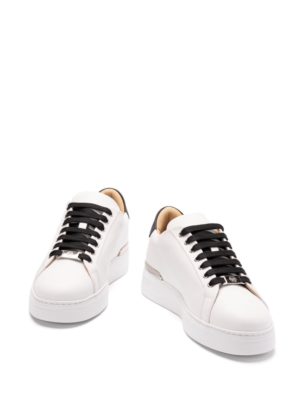 embossed leather trainers - 3