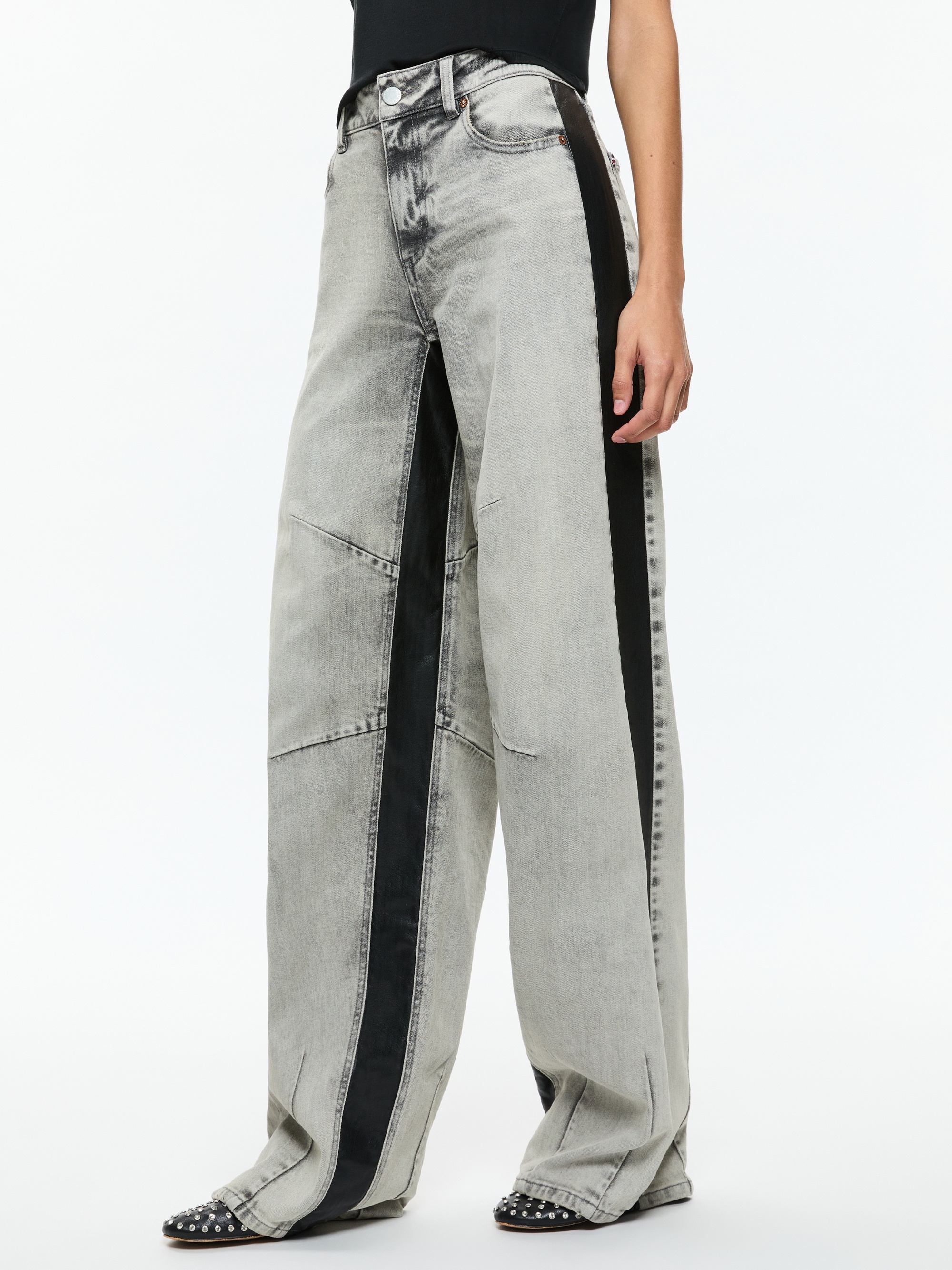 PARKER LOW RISE BALLOON LEG JEAN WITH CONTRAST PANELING - 1