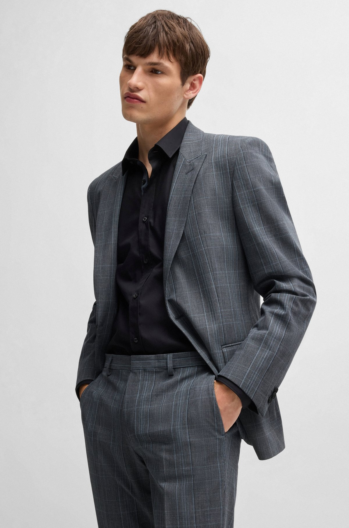 EXTRA-SLIM-FIT JACKET IN CHECKED PERFORMANCE-STRETCH FABRIC - 6