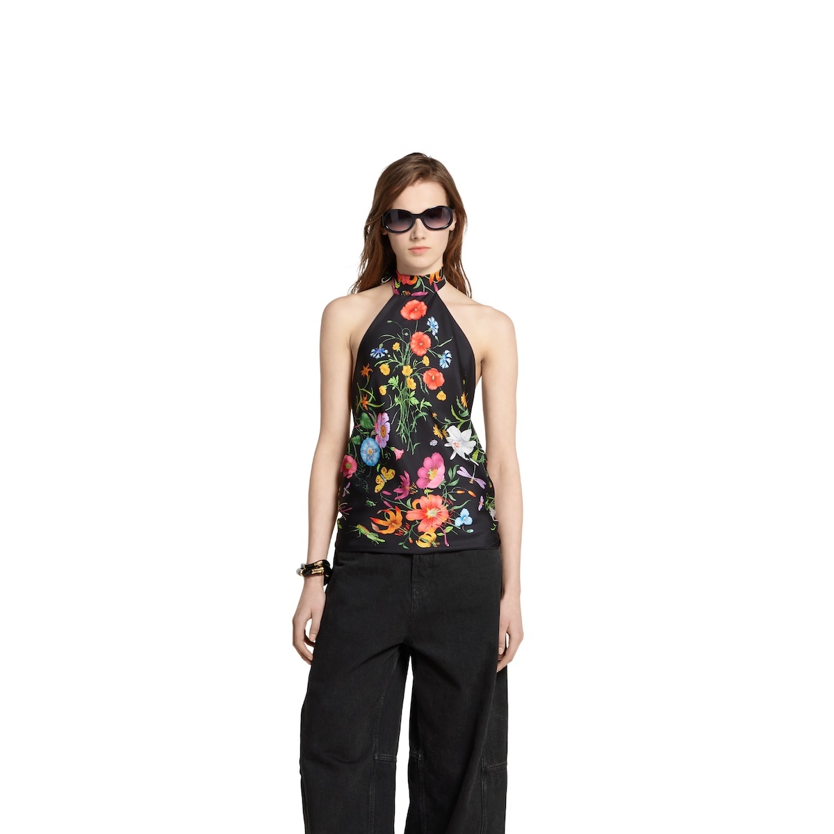 Self-tie silk twill halter top 3