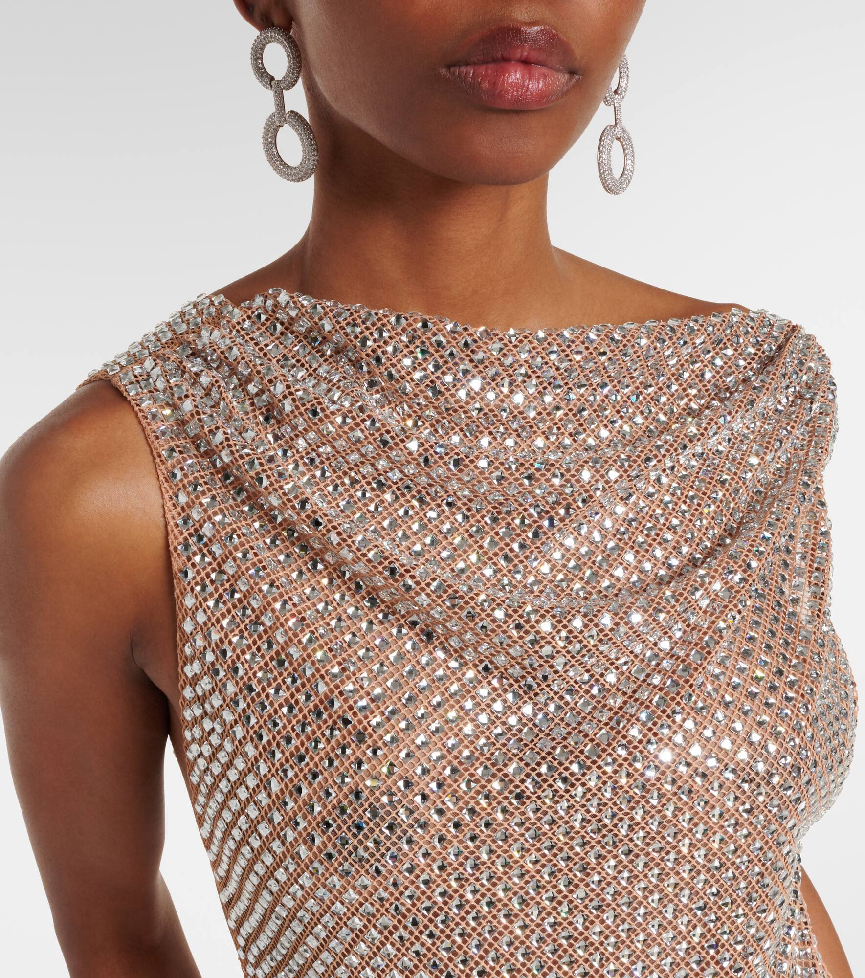 Rhinestone draped open-back maxi dress - 4