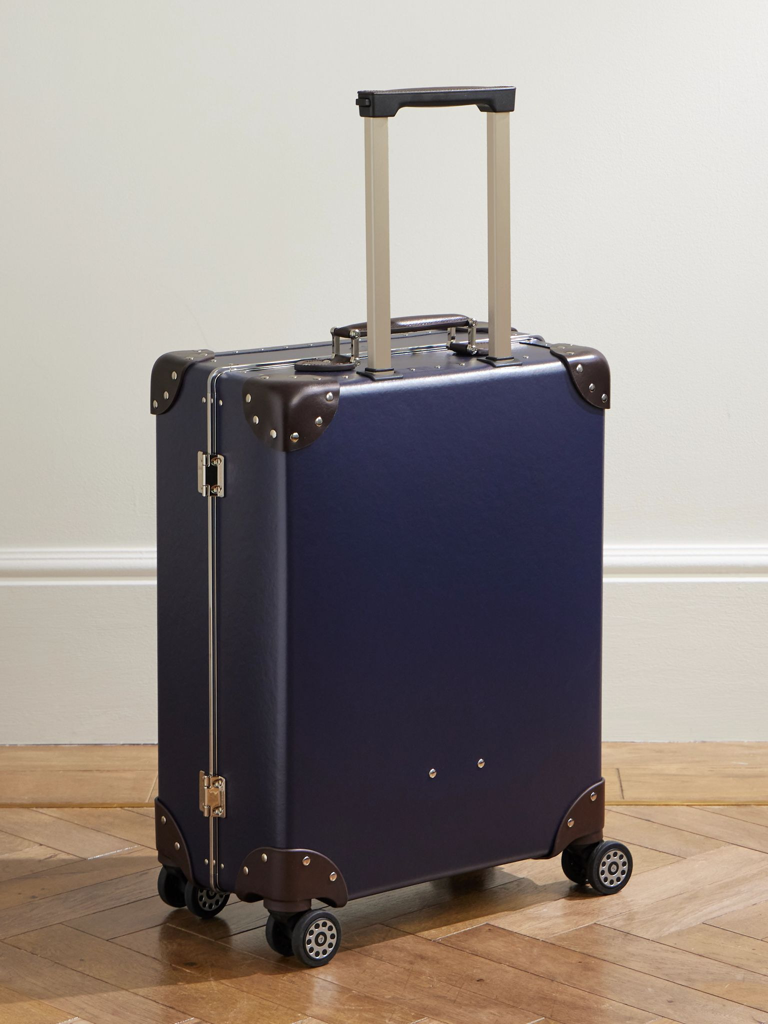 Metropolis Leather-Trimmed Vulcanised Fibreboard Carry-On Suitcase Navy - 4