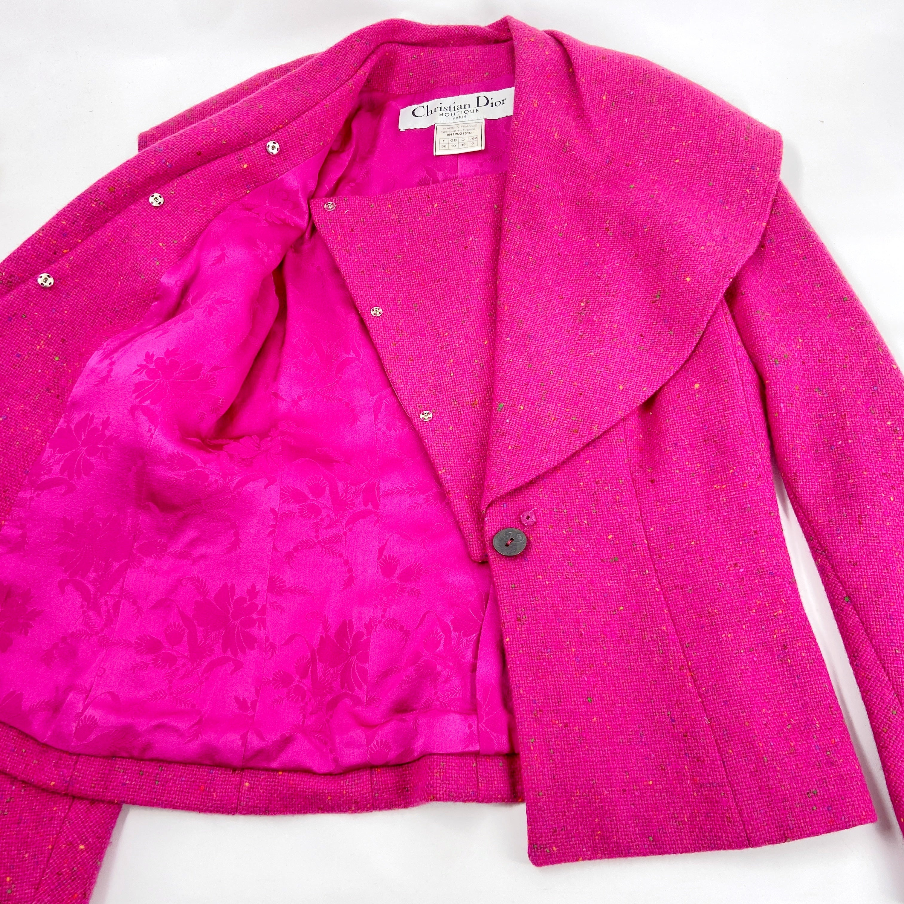 Christian Dior Fall 1998 John Galliano Candy Fuchsia Oversized Lapel Bar Jacket - 15