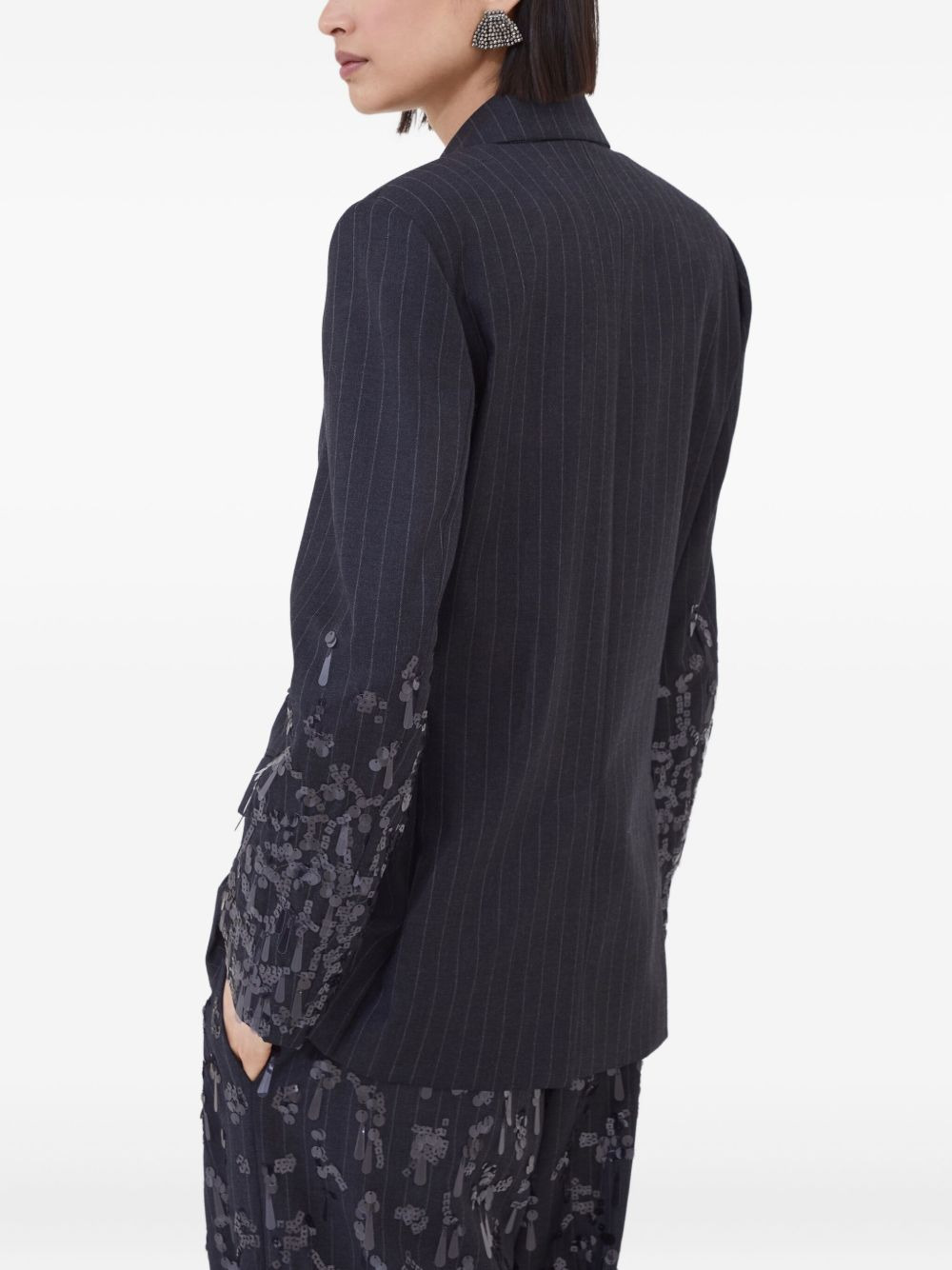 pinstripe sequin-embellished blazer - 4