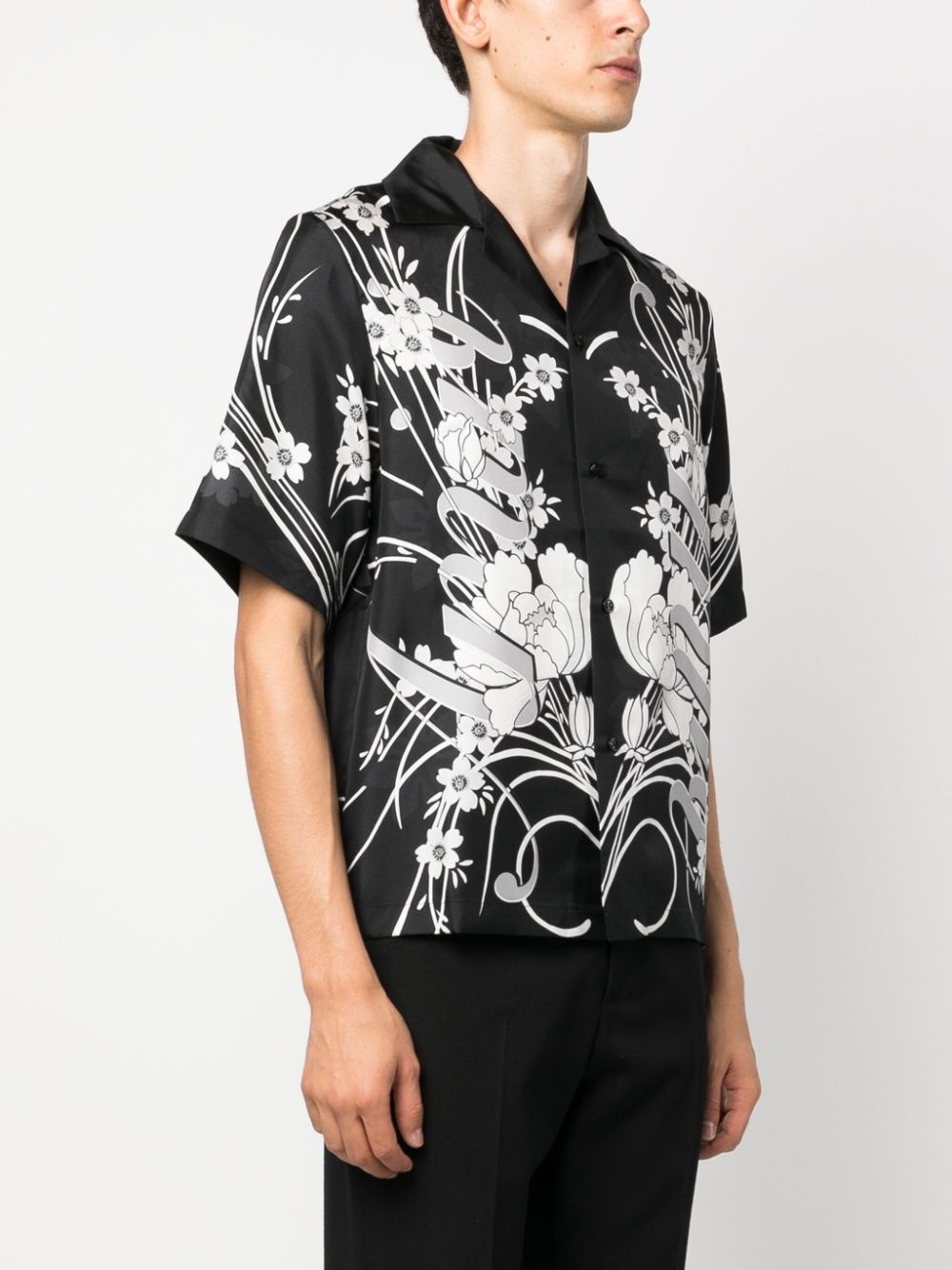 floral-print silk shirt - 3