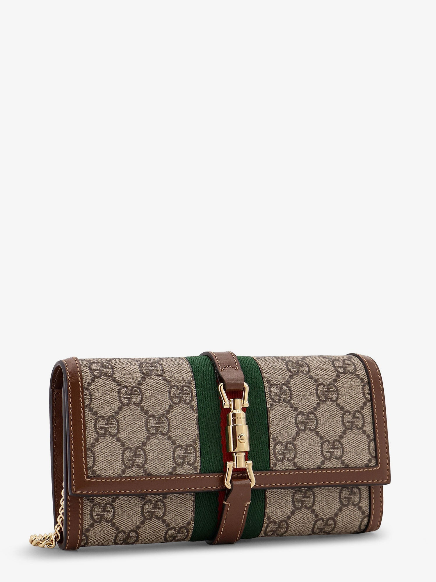 Gucci Women Jackie 1961 Gg Supreme Fabric And Leather Wallet With Shoulder Strap - 3