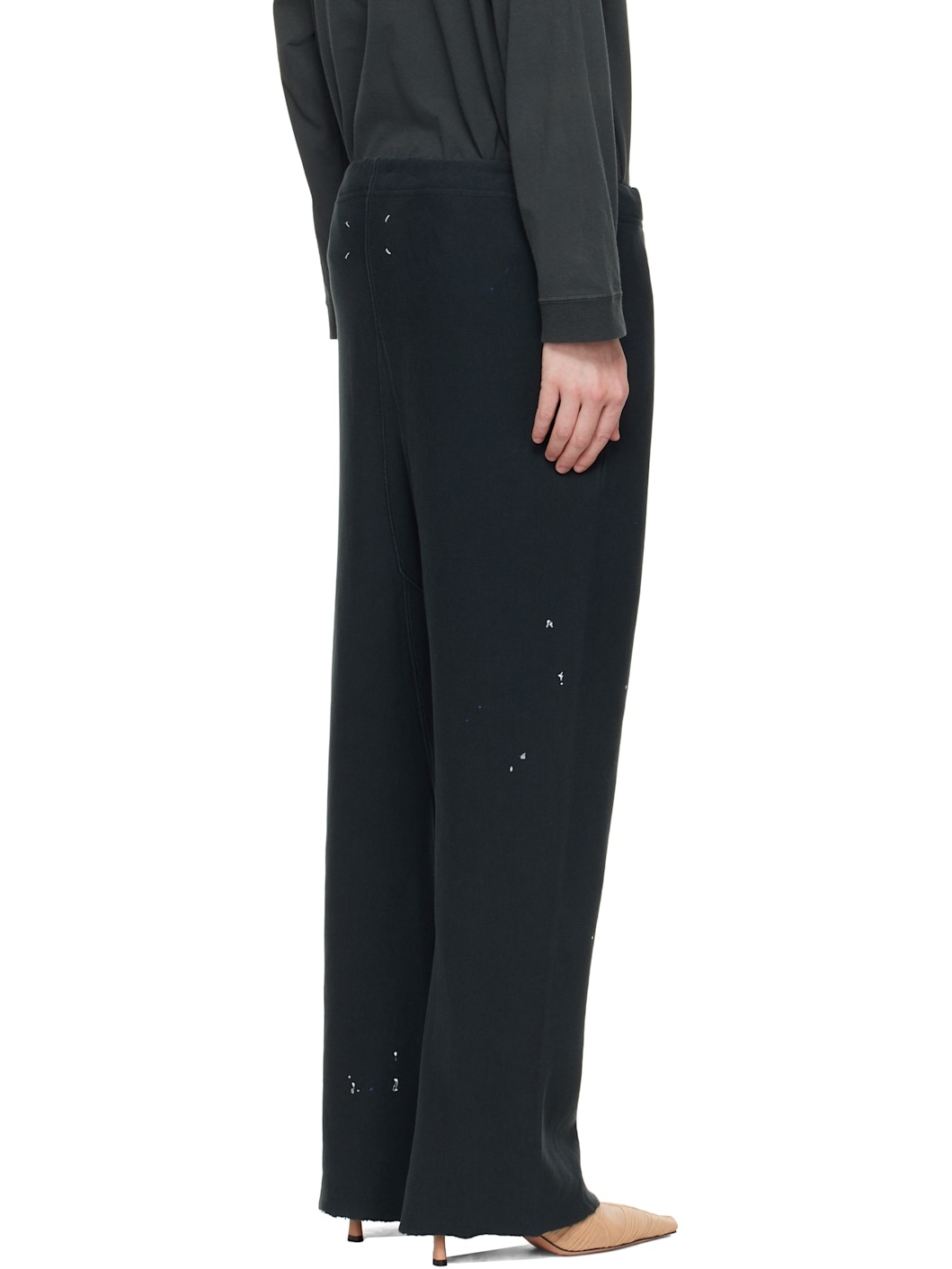 Black Distressed Lounge Pants - 3