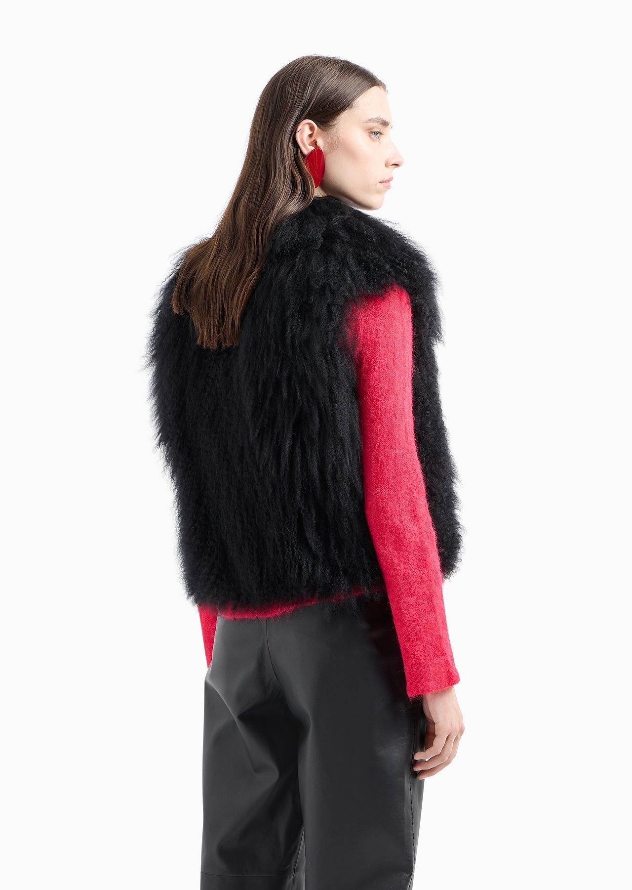 Long-haired Mongolian lamb fur sleeveless top - 3