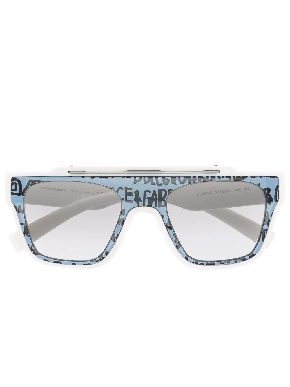 logo print square frame sunglasses - 1