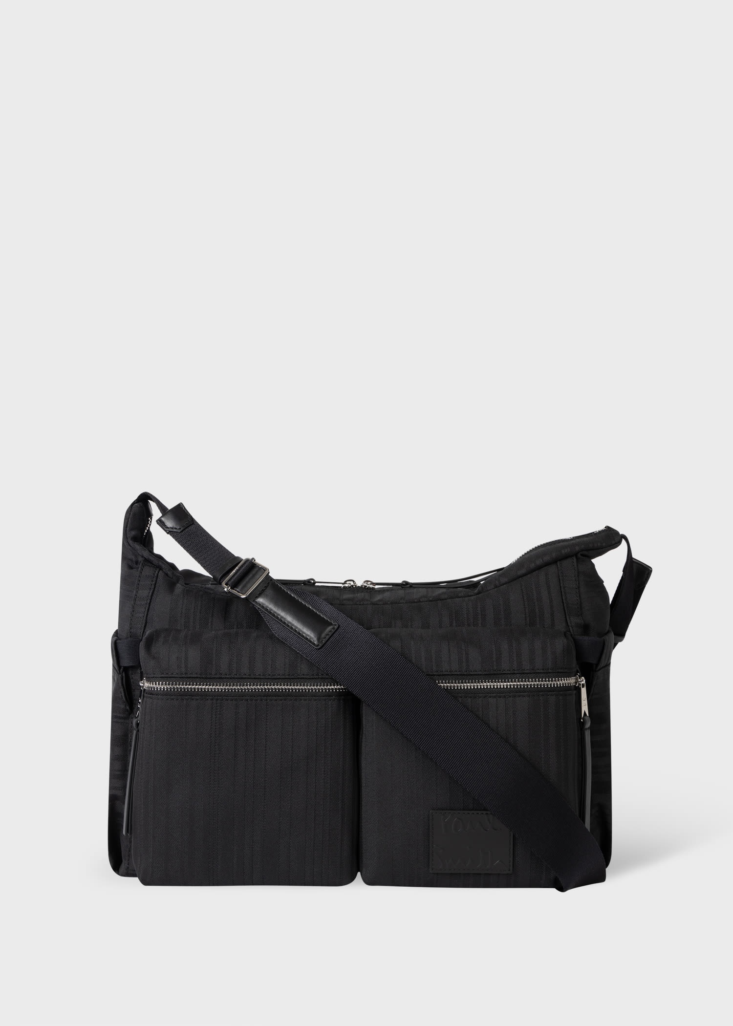 Paul Smith Men's Black Embossed Leather Sling Bag