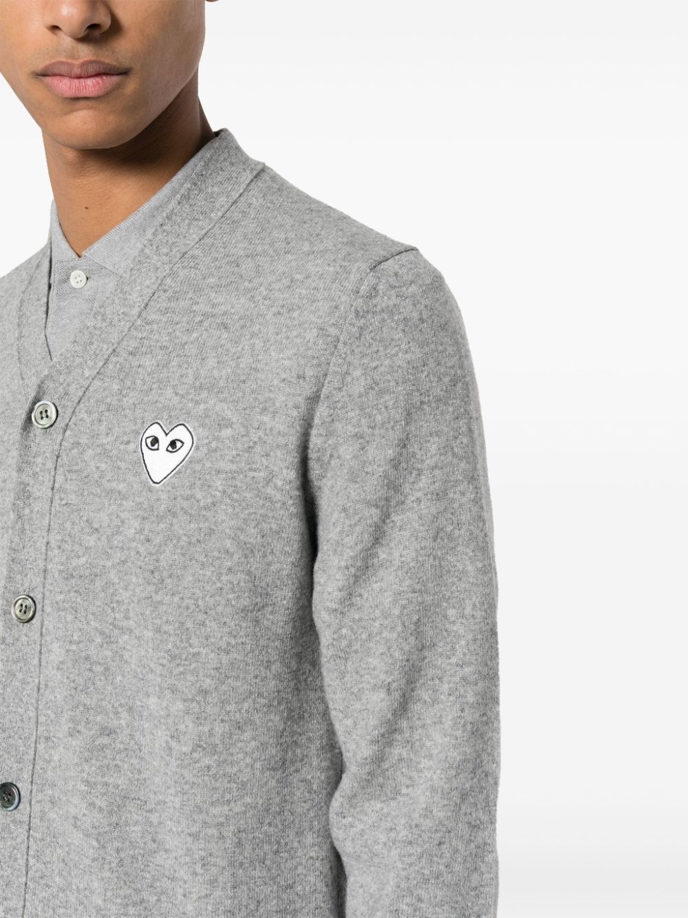heart-patch mélange-effect wool cardigan - 5