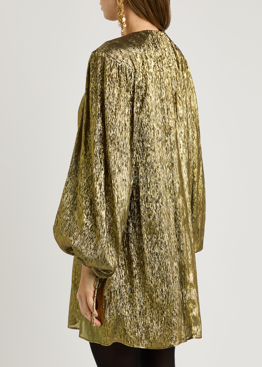 Chloe Metallic Silk-blend Mini Dress - 3