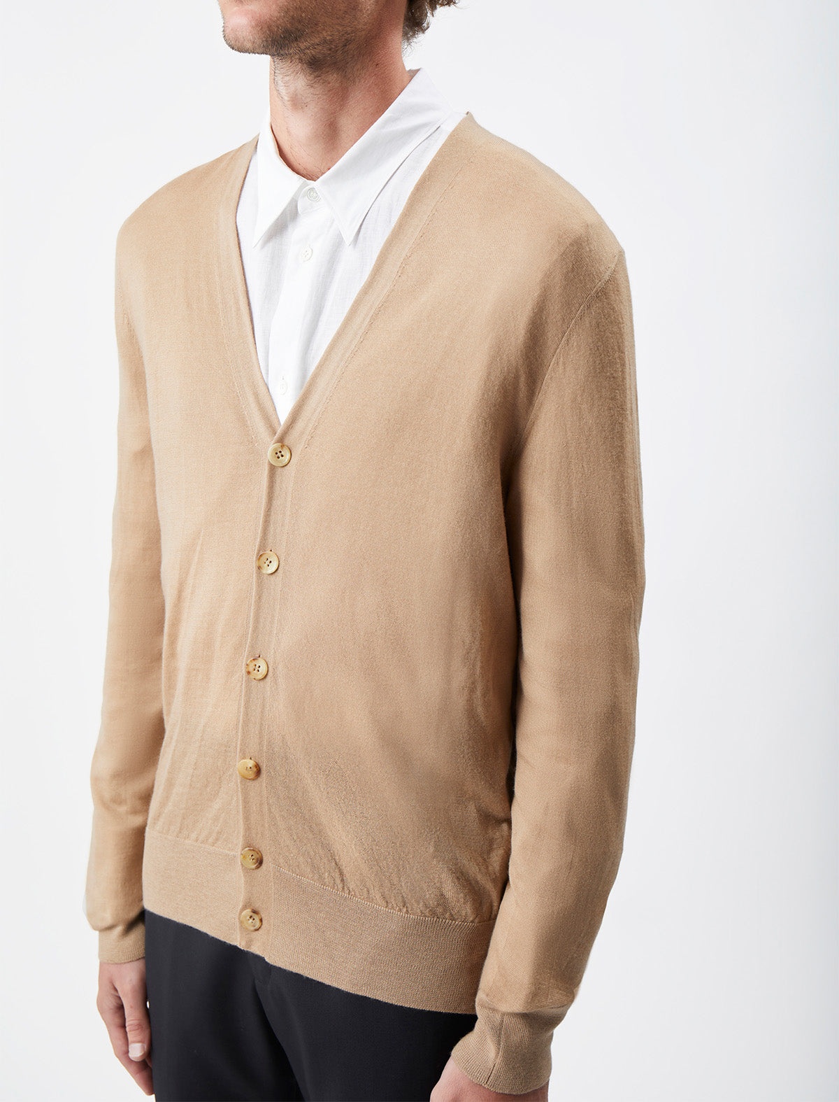 Duke Knit Cardigan in Camel Cashmere - 5