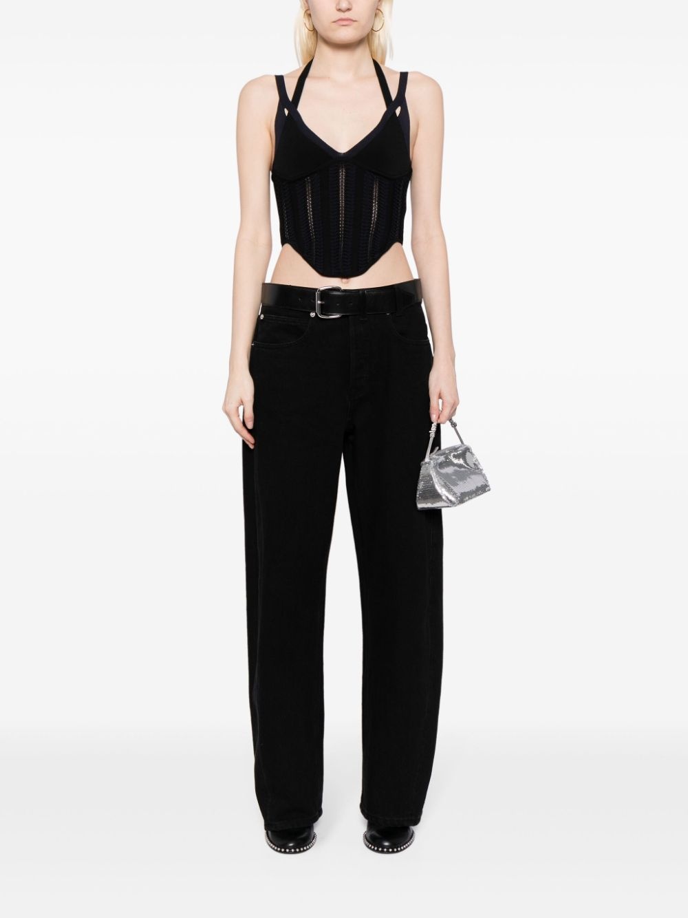 belted-waist wide-leg trousers - 2