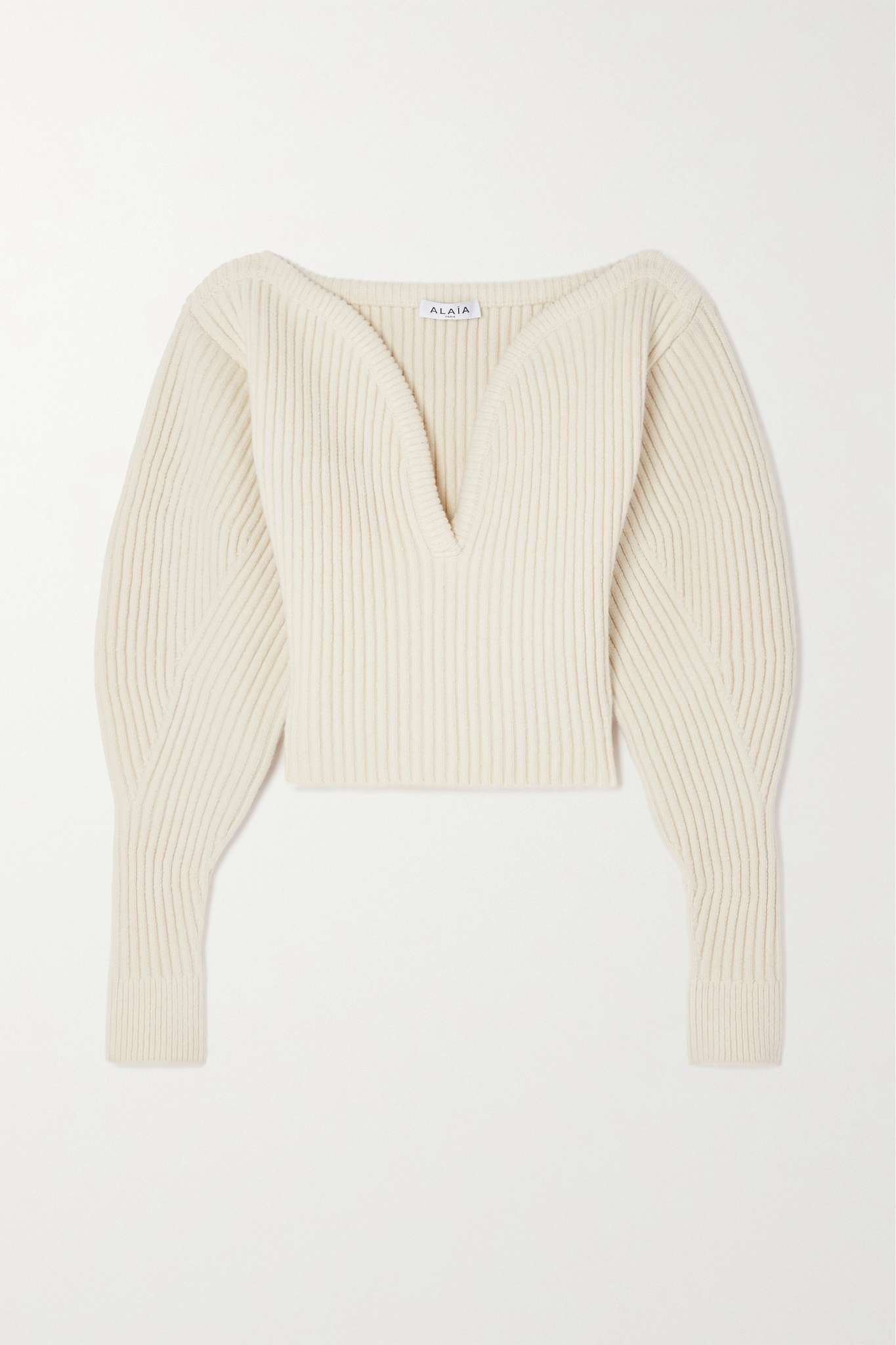 Ribbed wool and cashmere-blend sweater - 1