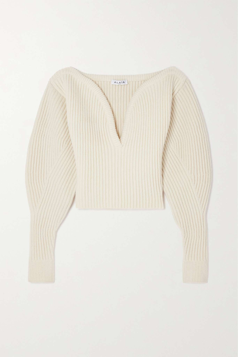 Ribbed wool and cashmere-blend sweater 1