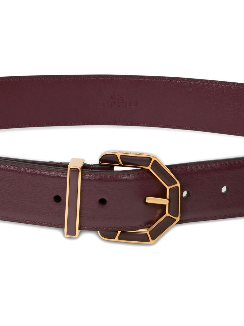 Etro geometric-buckle leather belt outlook