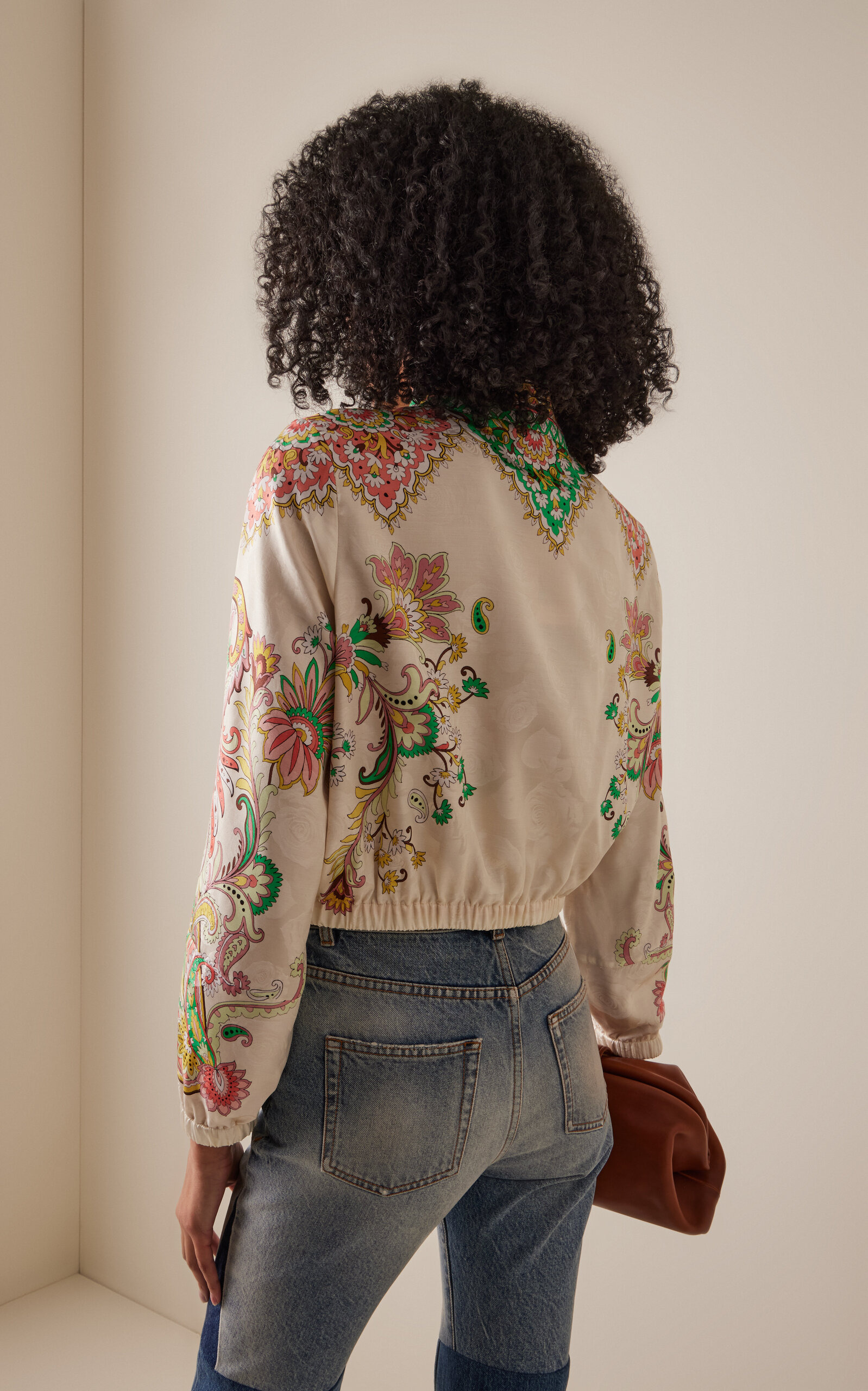Printed Silk-Blend Bomber Jacket multi - 4