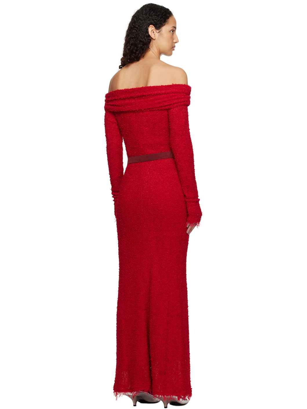 Red Ormany Bouclé Maxi Dress - 3