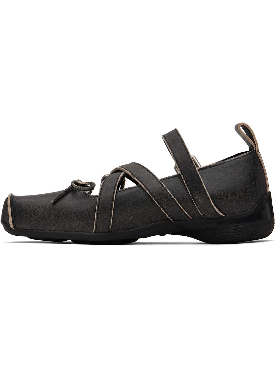 Gray Cross Buckle Ballerina Flats - 3