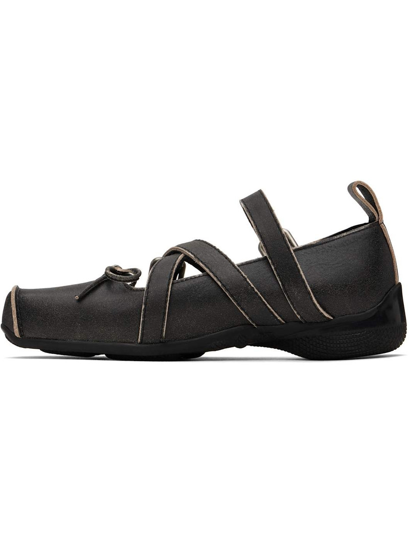 OPEN YY Gray Cross Buckle Ballerina Flats outlook