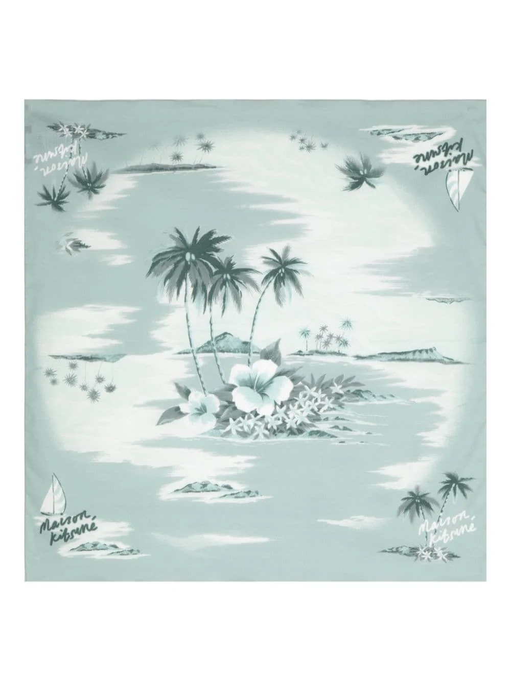 island-print cotton scarf - 1