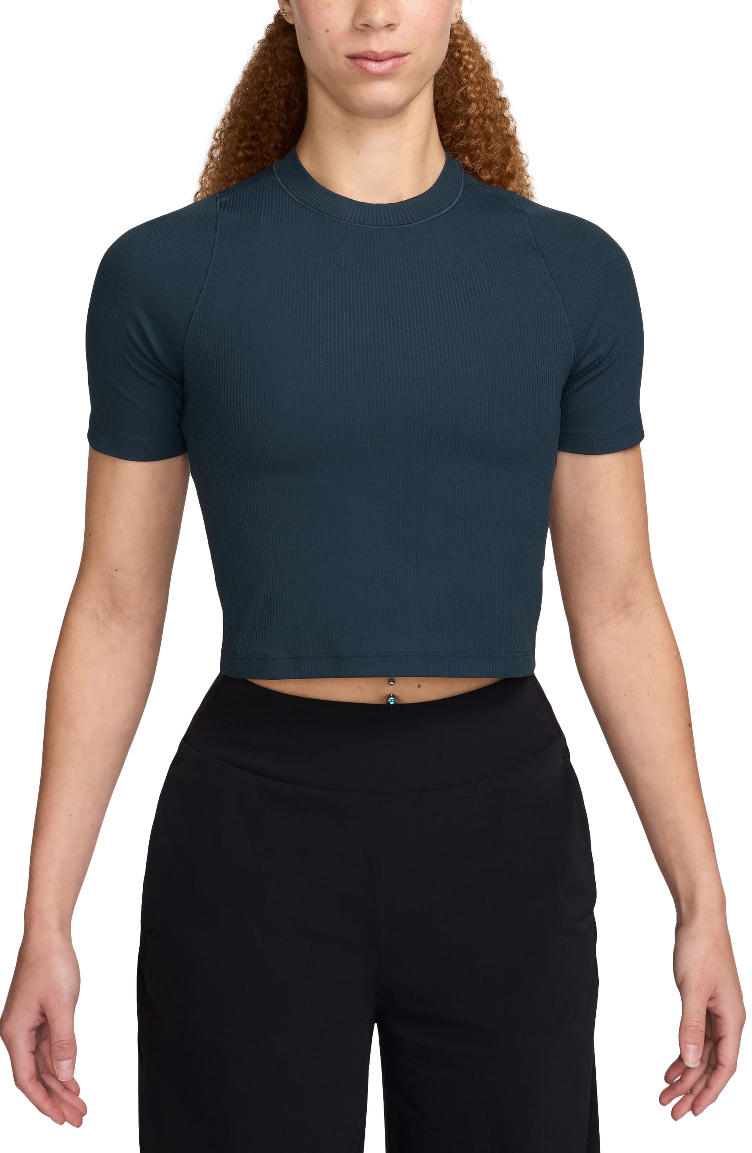 Nike Zenvy Dri-FIT Rib T-Shirt in Armory Navy/White at Nordstrom - 1