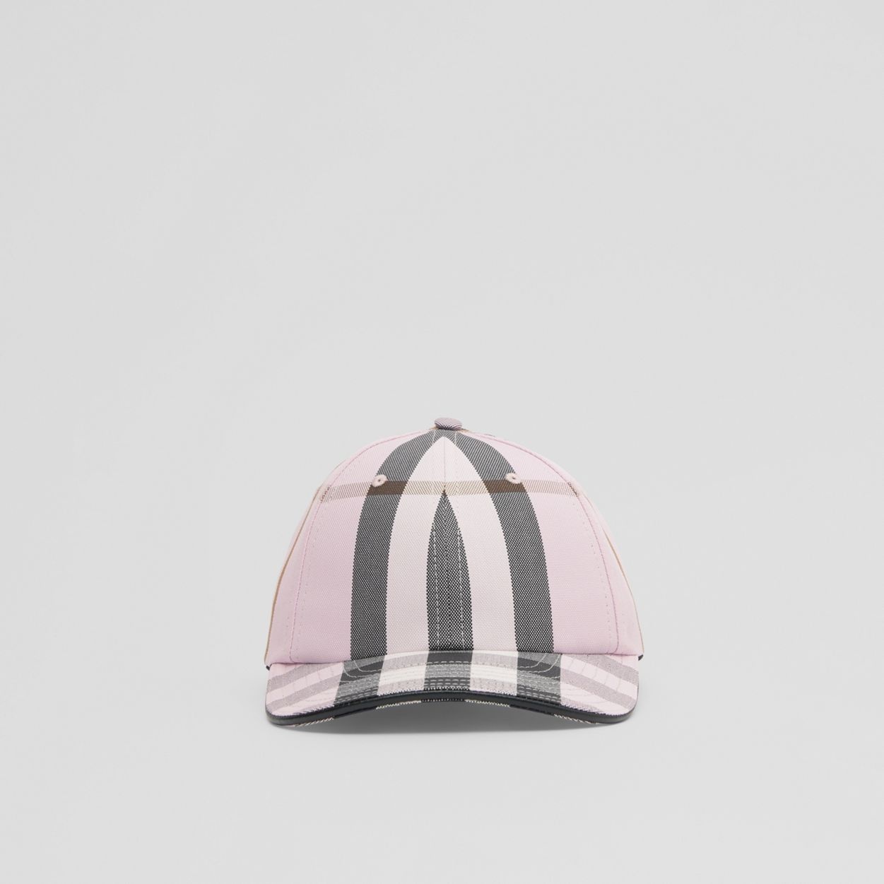 Logo Detail Check Cotton Baseball Cap - 1