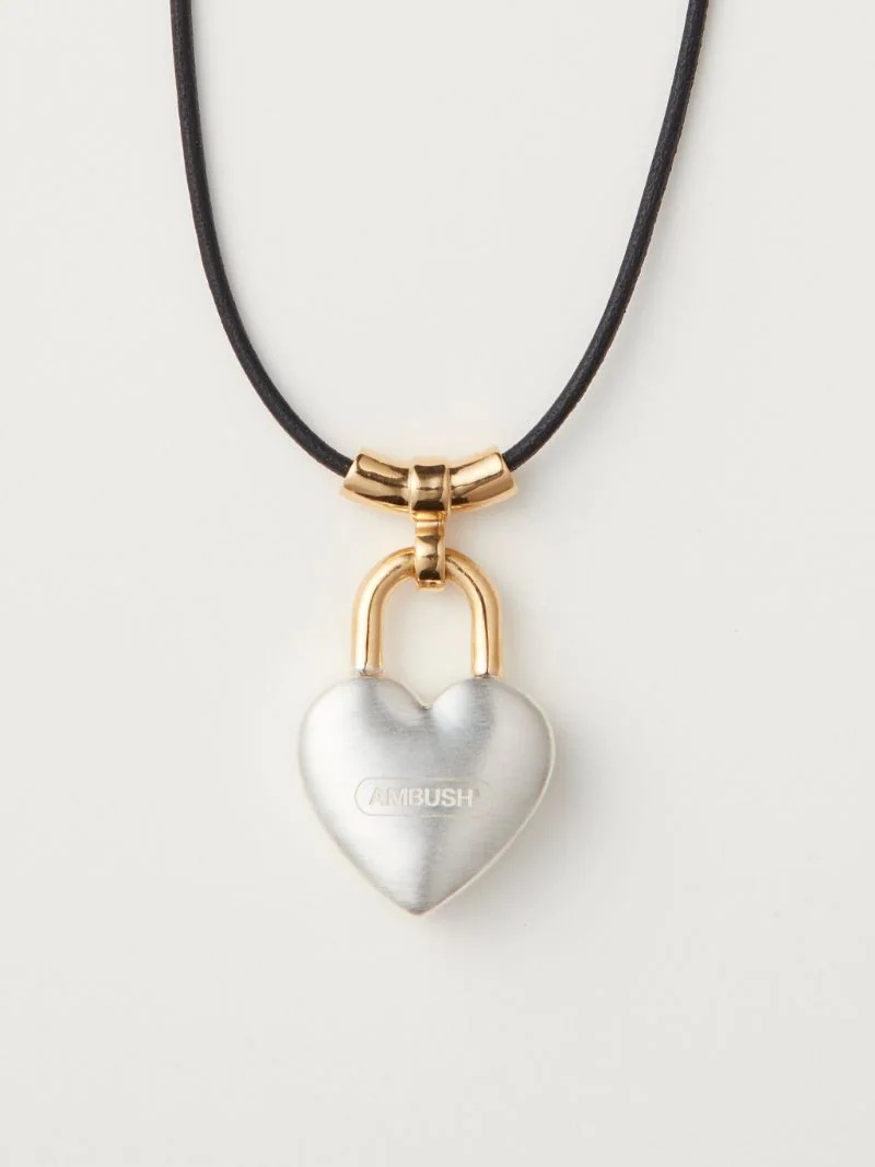 SMALL HEART PADLOCK CHARM NECKLACE - 1