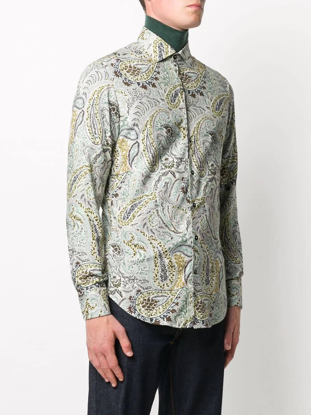 long-sleeved paisley print shirt - 3