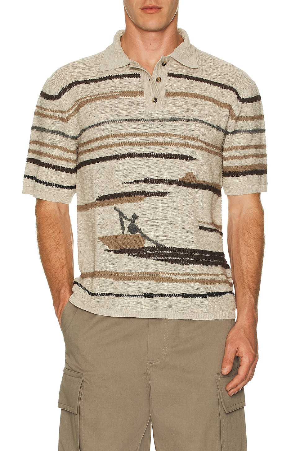 Linen Graphic Knit Polo - 3