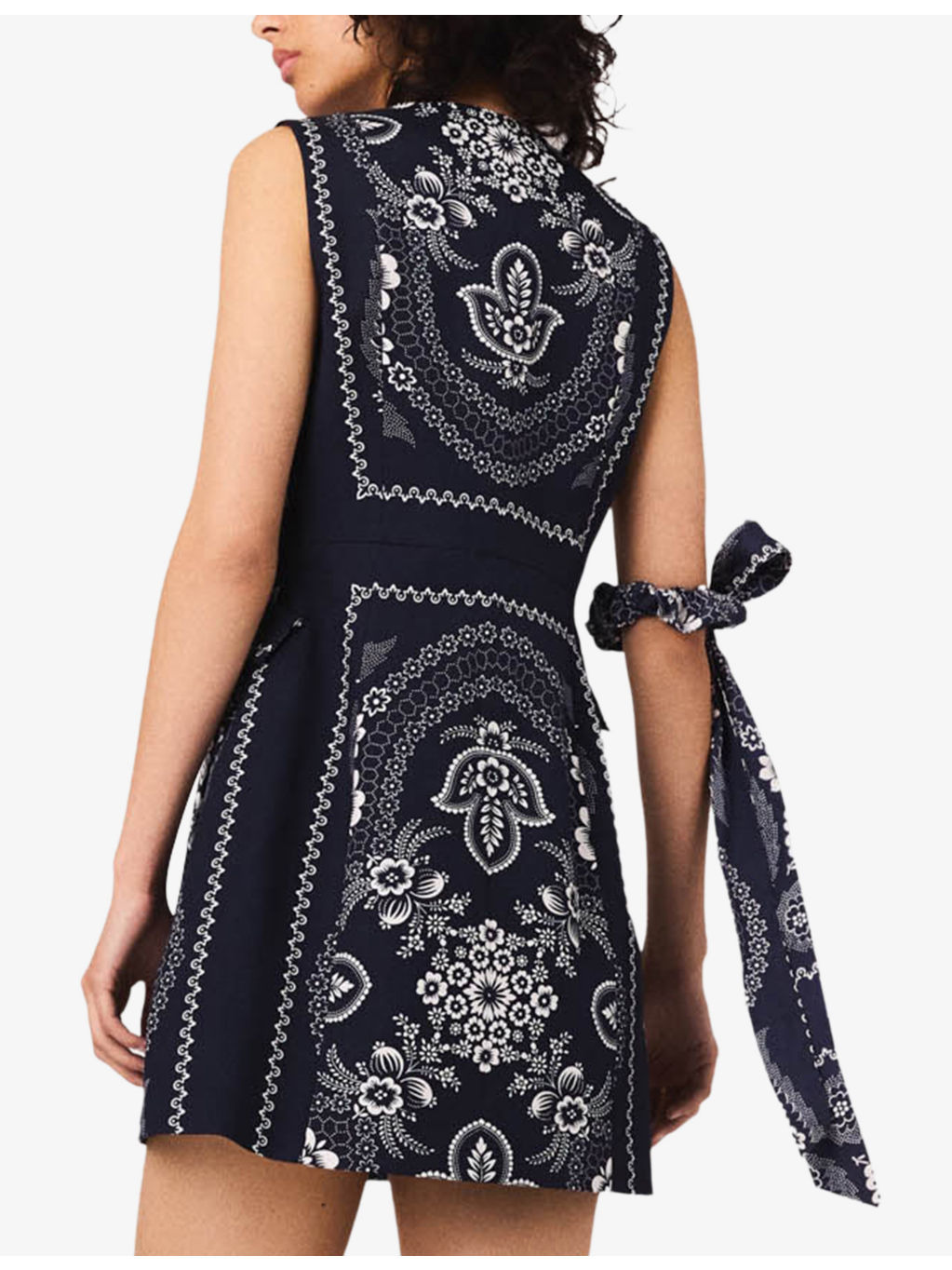 Bandana-Print Button-Embellished Woven Mini Dress - 5