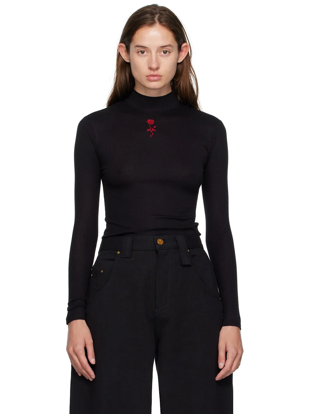 Black Gabriela Mock Neck Top - 1