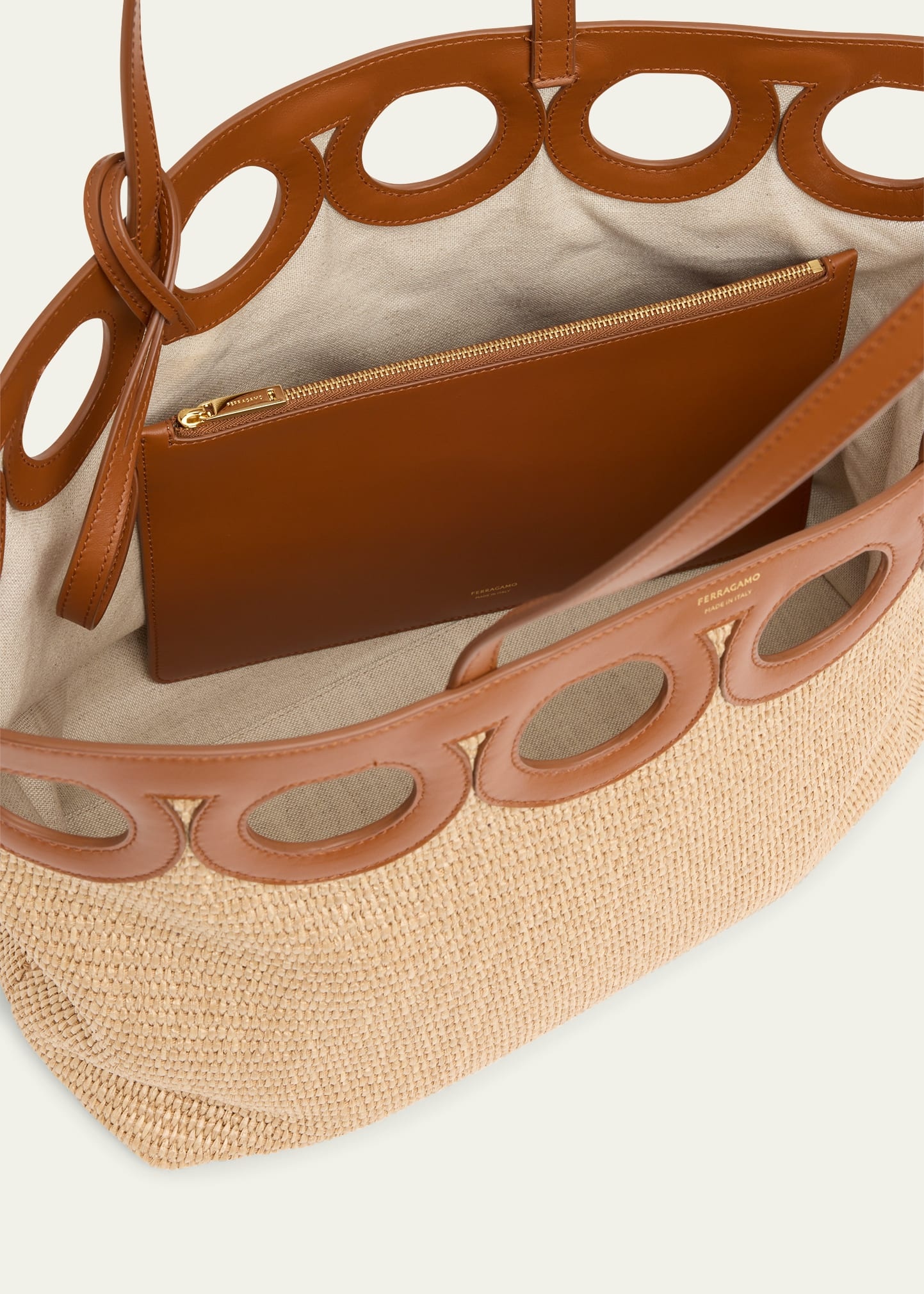 Frame Cutout Raffia Tote Bag - 3