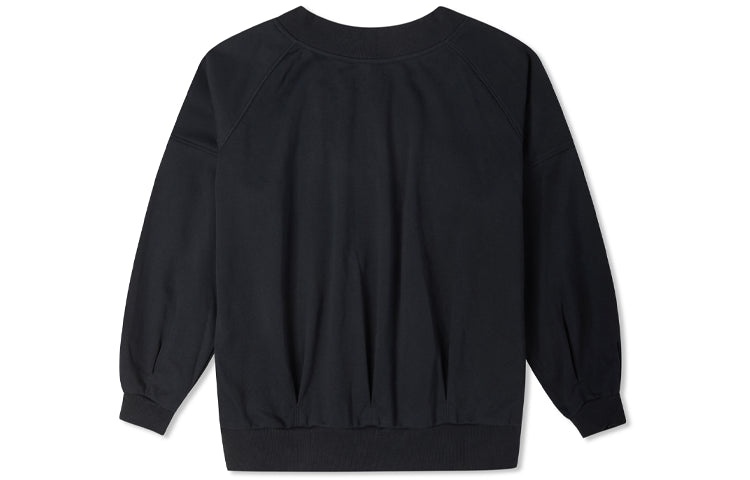 (WMNS) Converse Solid Color Loose Knit V neck Hoodie Black 10022959-A01 - 2