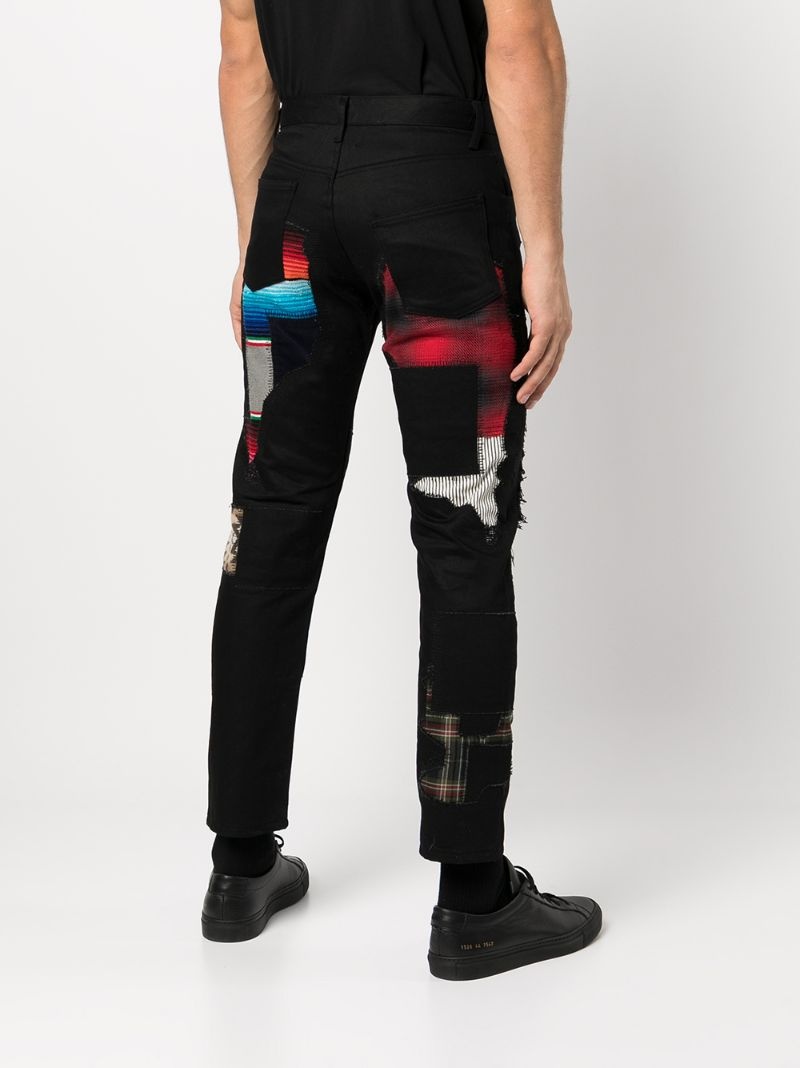 patchwork-detail skinny trousers - 4
