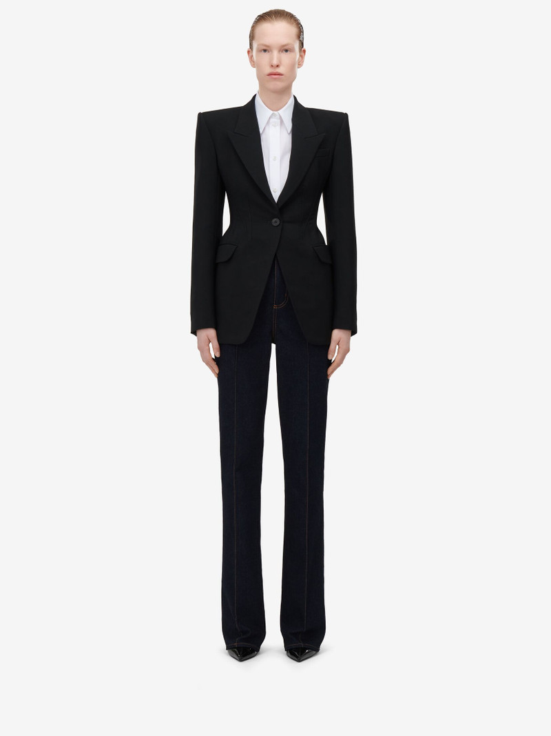 Alexander McQueen Women's High-waisted Straight Leg Jeans in Denim outlook