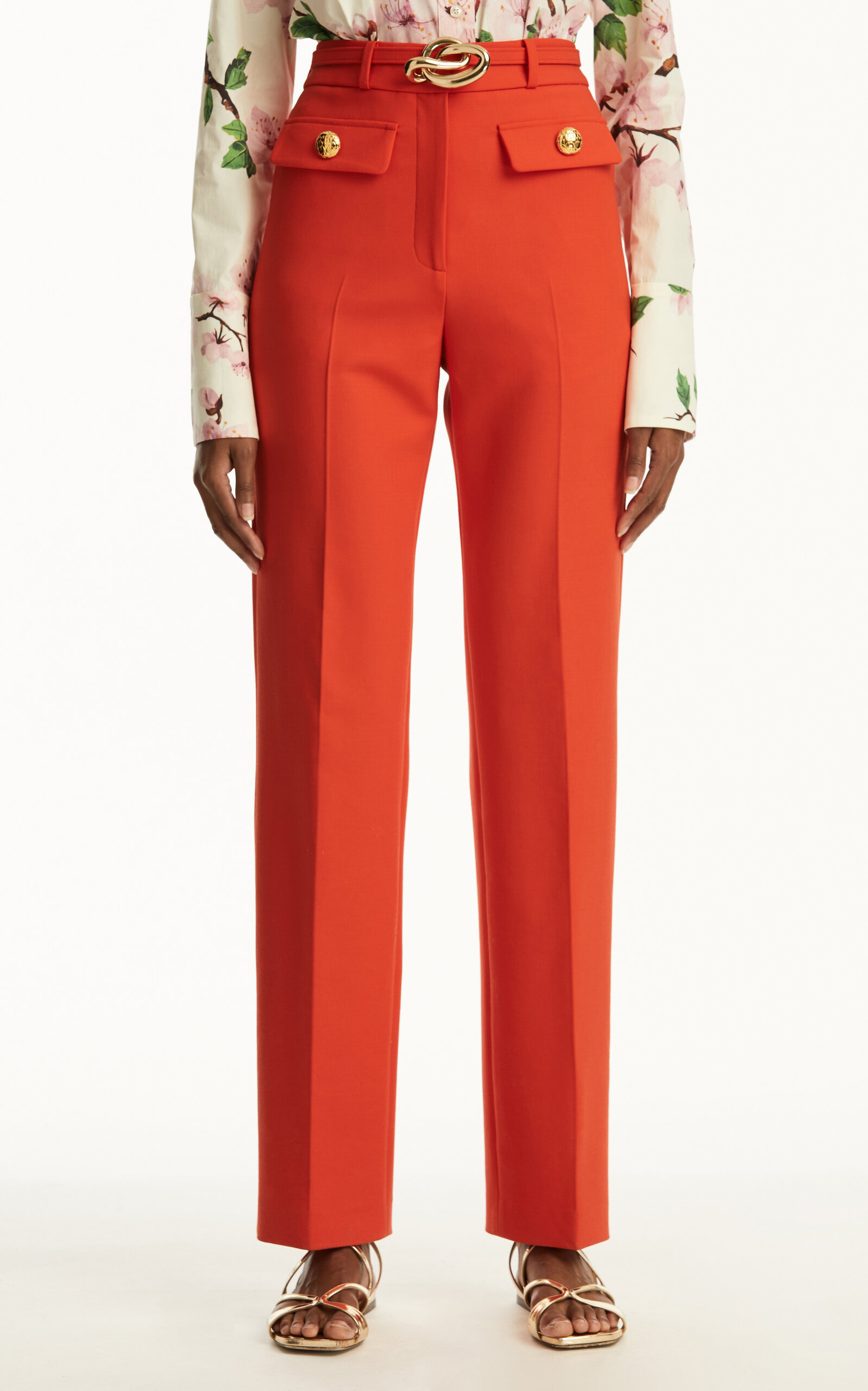 Stretch-Wool Straight-Leg Pants red - 4