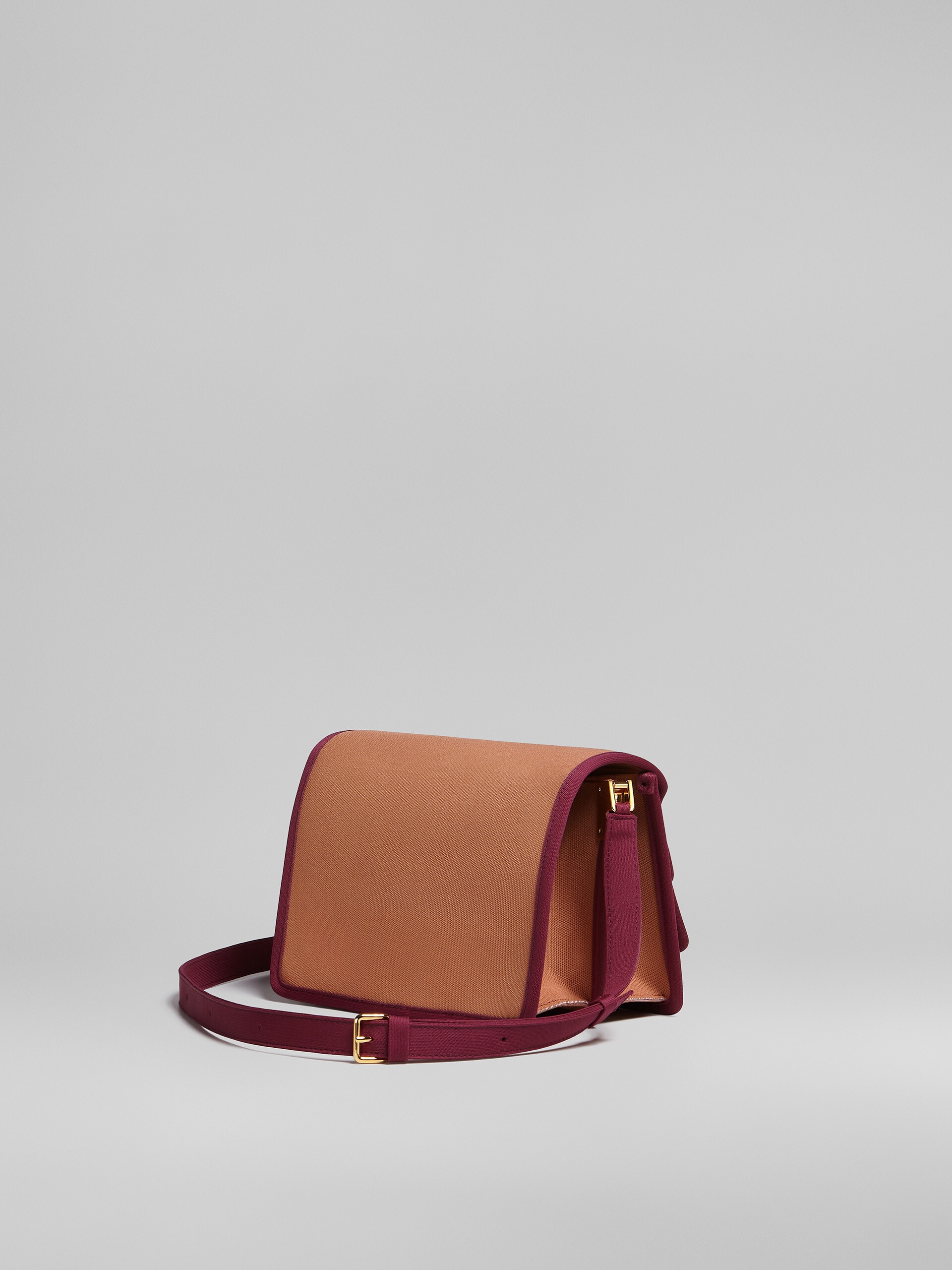 TRUNK SOFT MEDIUM BAG IN BROWN AND PURPLE JACQUARD - 3