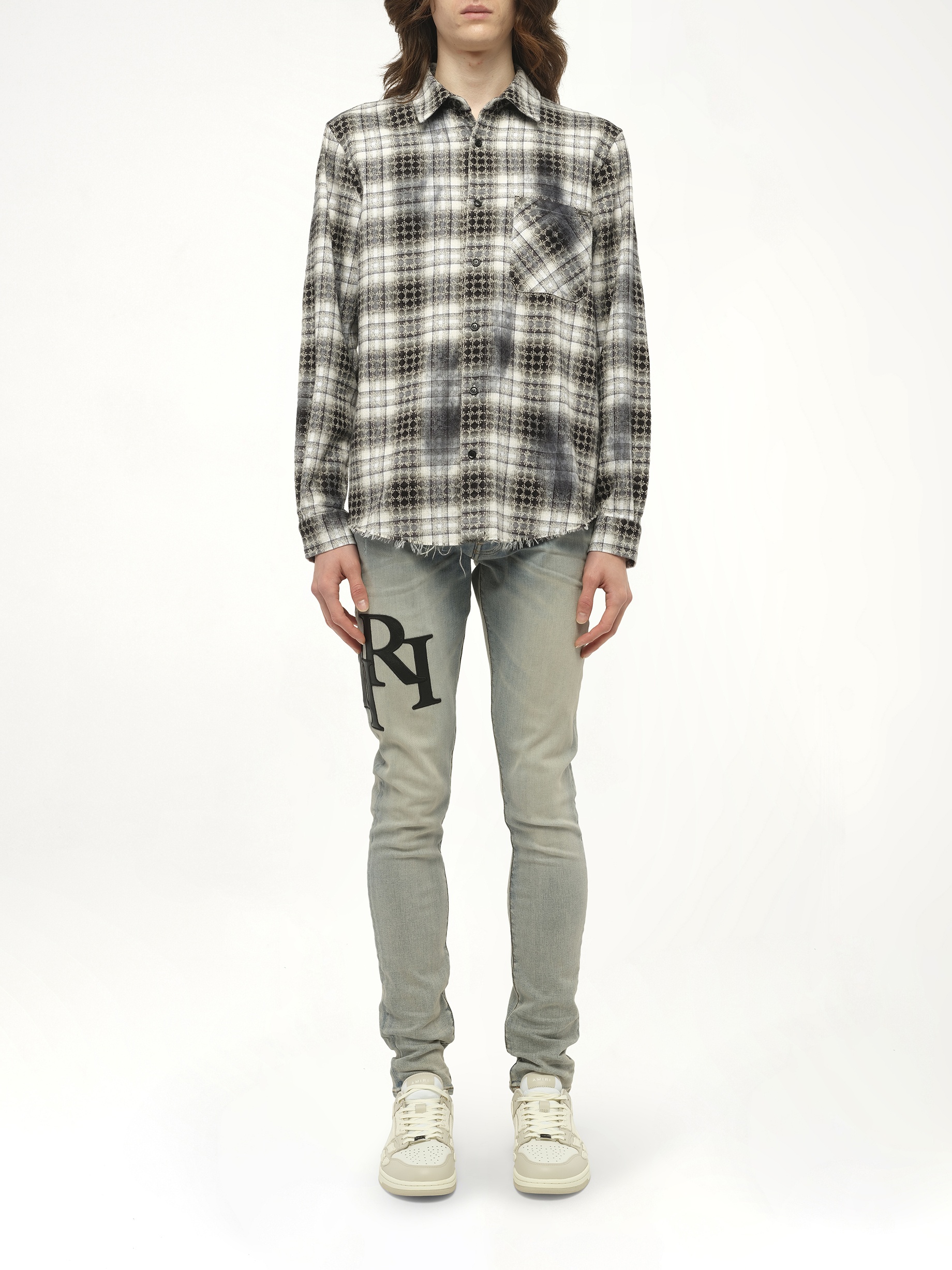 MA Quad Bleach Flannel Shirt in Black - 7