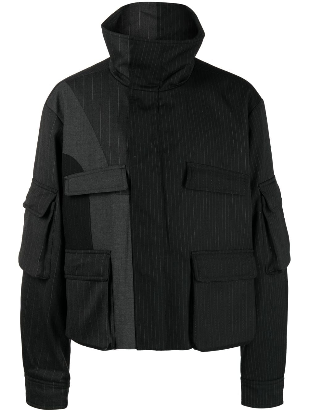 two-tone striped wool jacket - 1