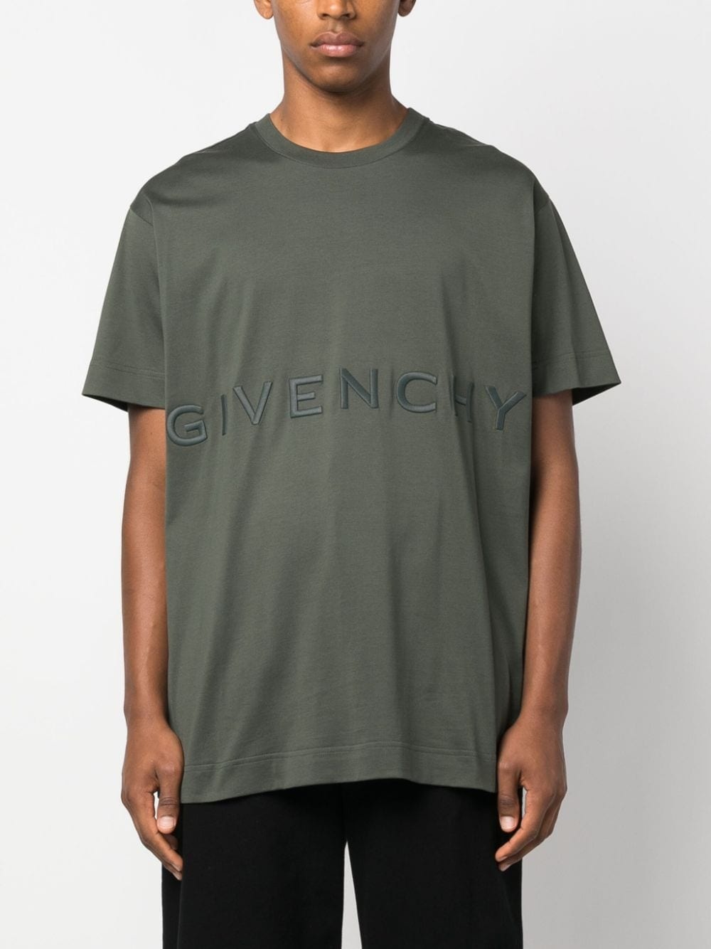 logo-embroidered cotton T-shirt - 3