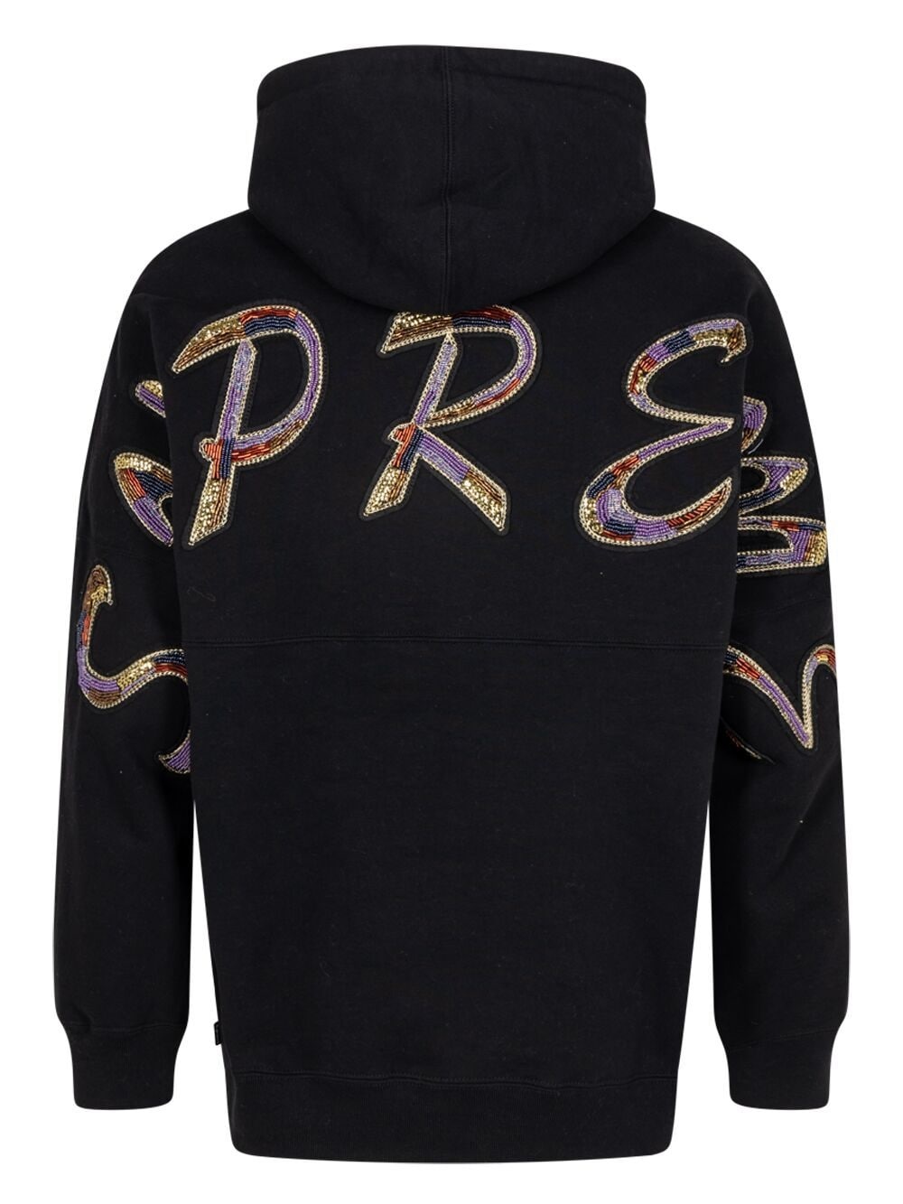 beaded-logo cotton hoodie - 3