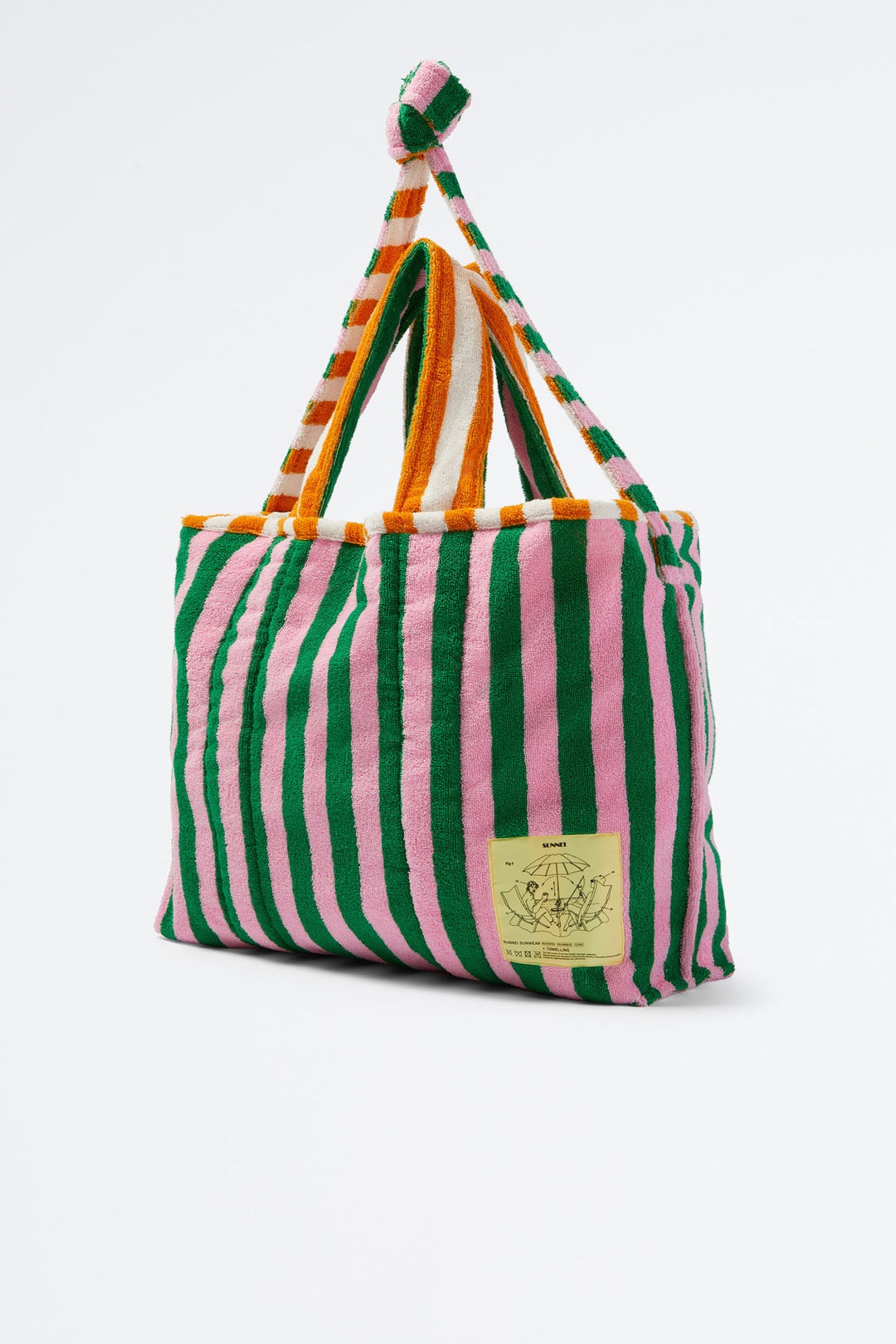 ORANGE & WHITE STRIPED COTTON BAG - 2
