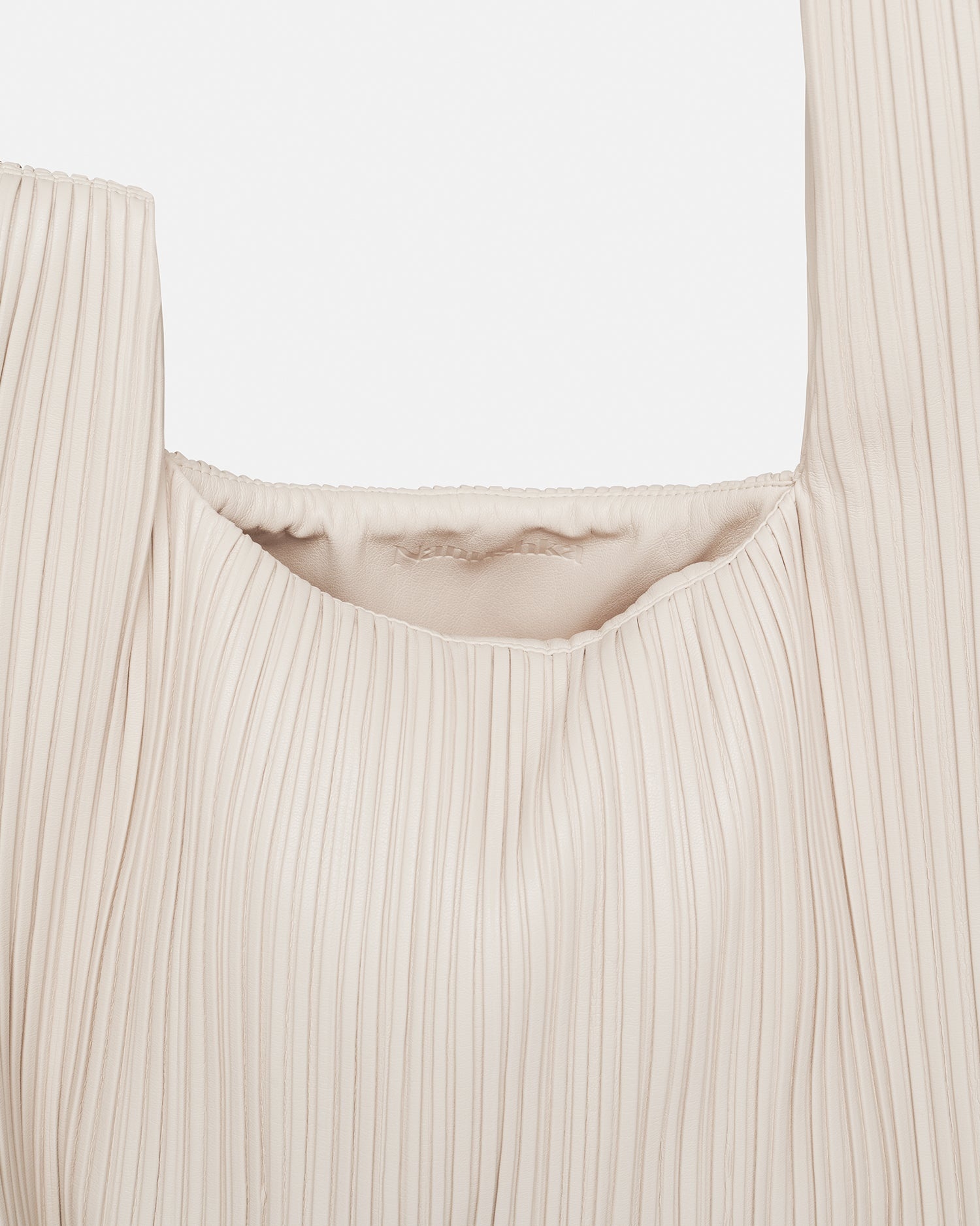 Large Pleated Vegan Leather Clutch - 4