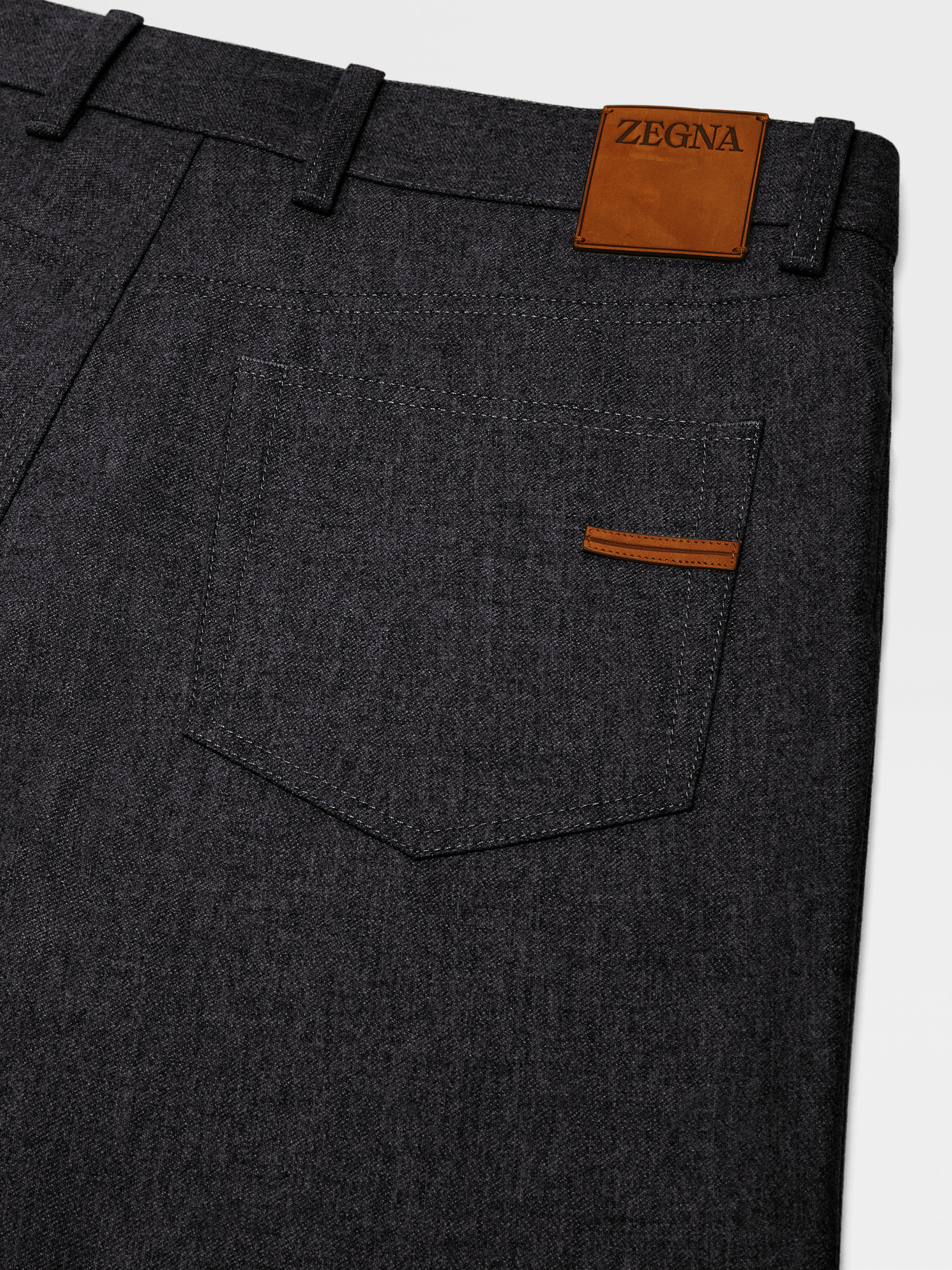 DARK GREY WOOL AND CASHMERE ROCCIA PANTS - 3