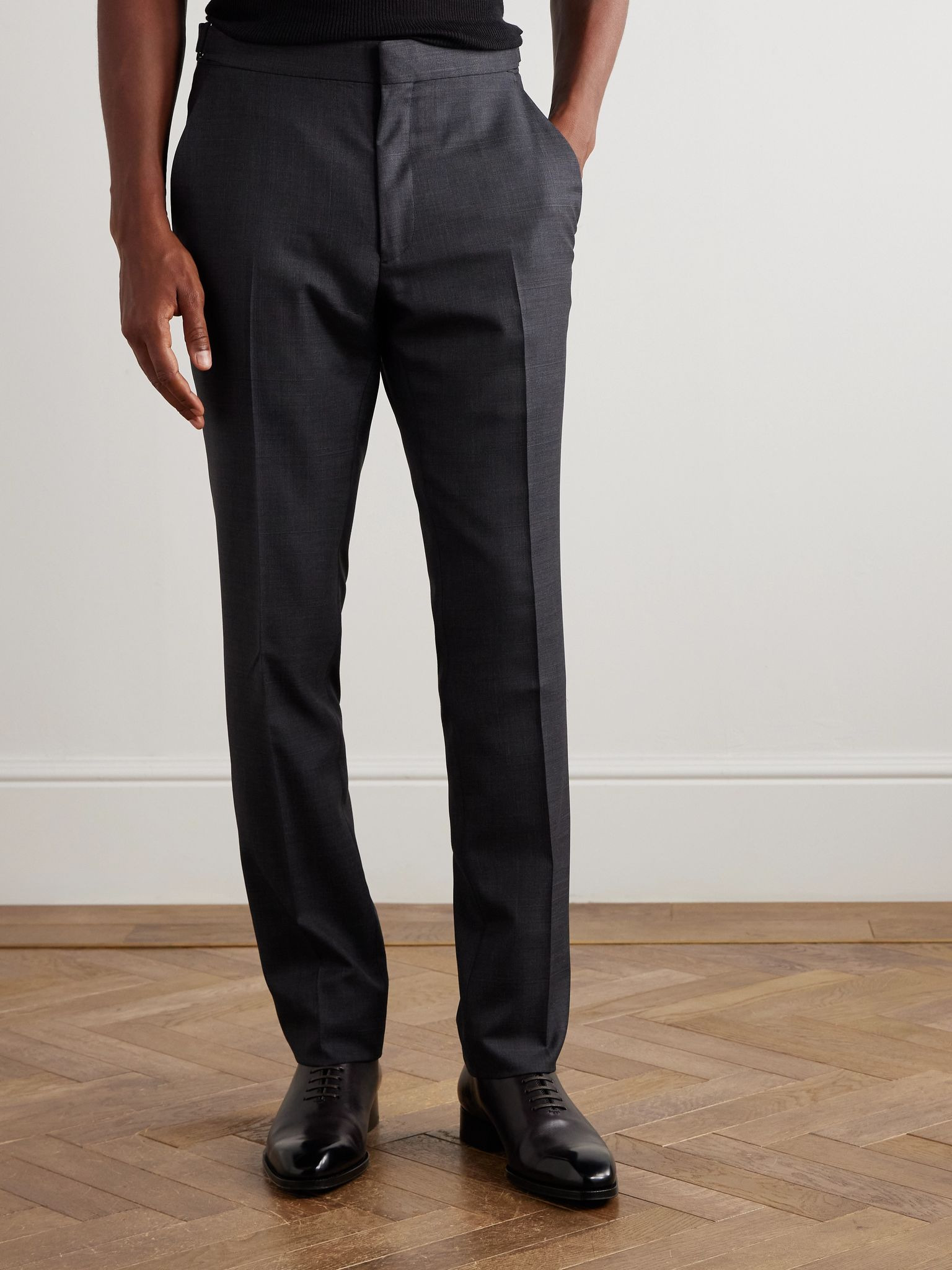 Shelton Straight-Leg Wool-Flannel Trousers Gray - 3