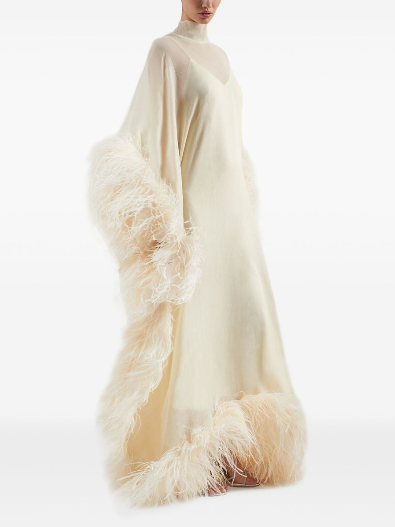 Taller Marmo feather-trimmed silk maxi dress outlook