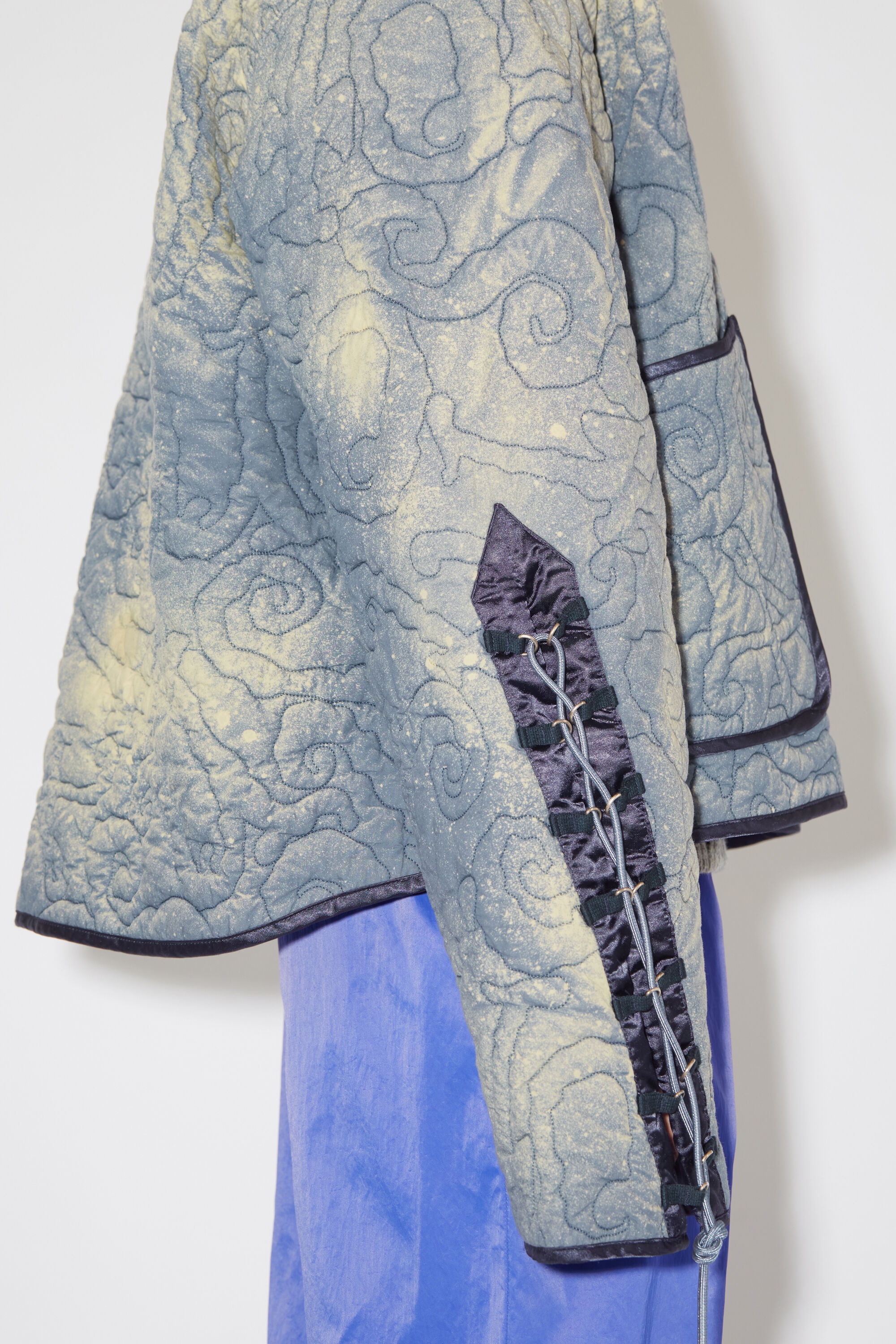 Lacing quilted jacket - Mid Blue - 5
