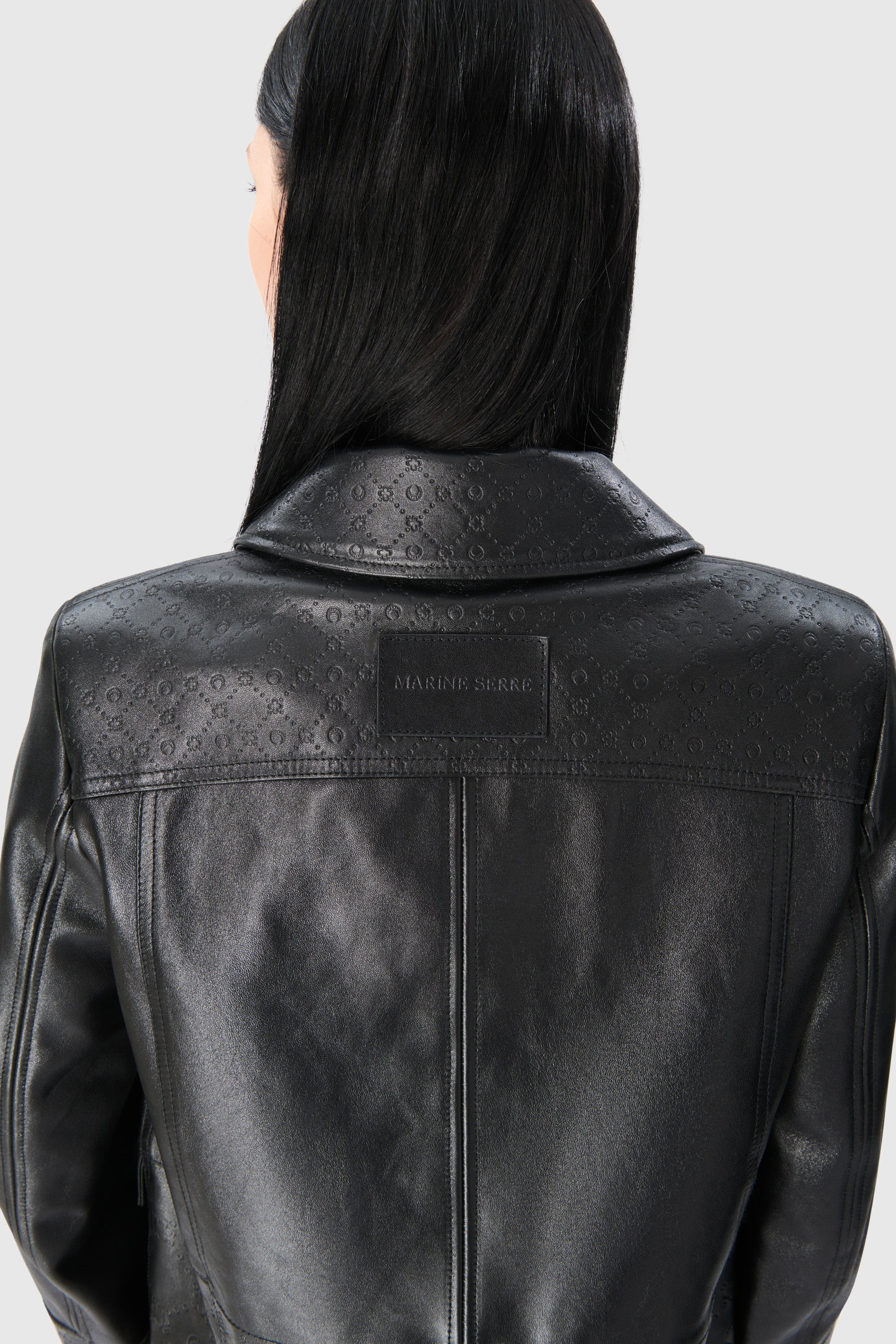 Moonogram Embossed Leather Boxy Jacket - 4